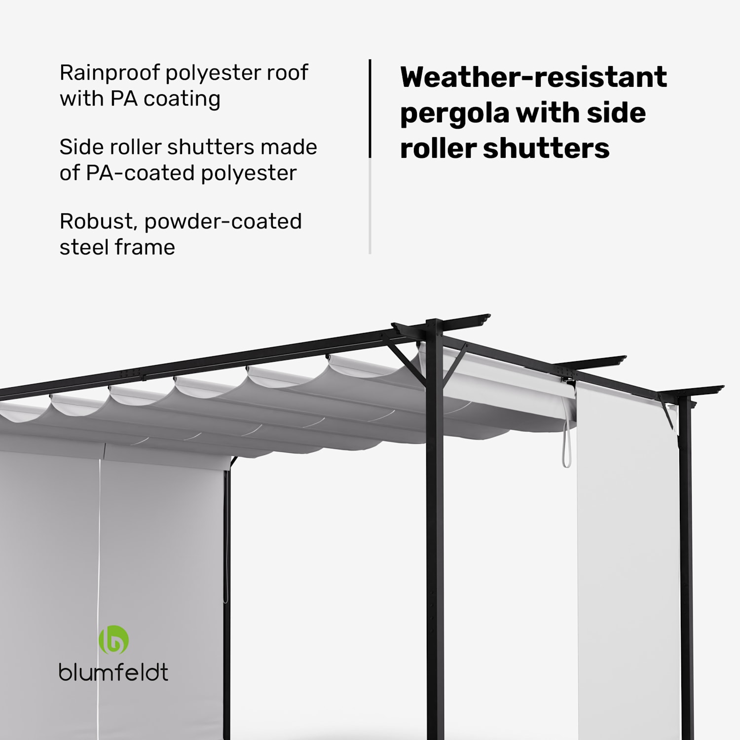 Blumfeldt Pantheon Robust pergola 3 x 4 m weerbestendig staal met poedercoating jaloezieën 3 x 4 m | met zijwanden | Beige