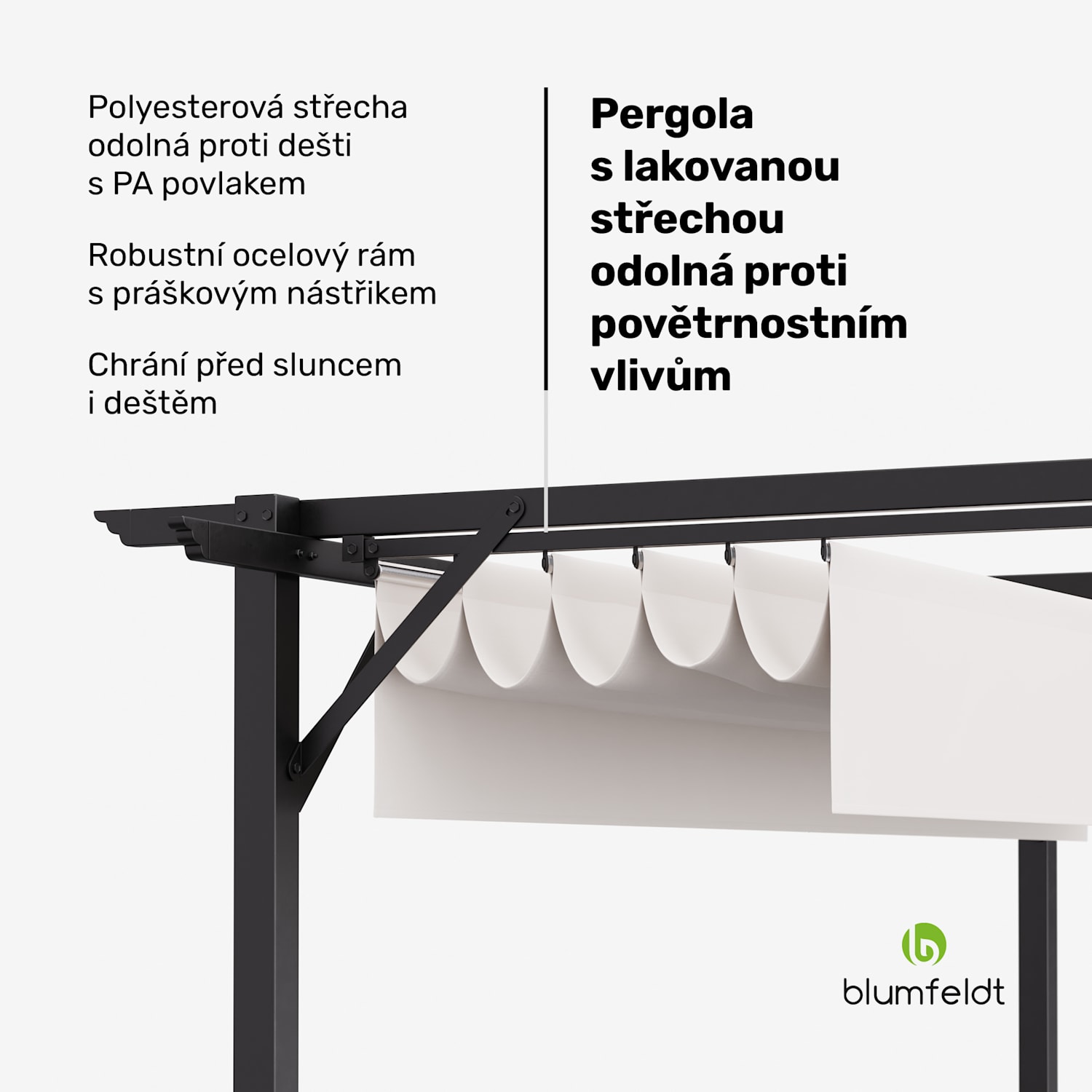 Blumfeldt Pantheon Robust Pergola, 3x3 m, práškově lakovaná ocel, odolná vůči povětrnostním vlivům 3 x 3 m | bez bočních panelů | Béžová