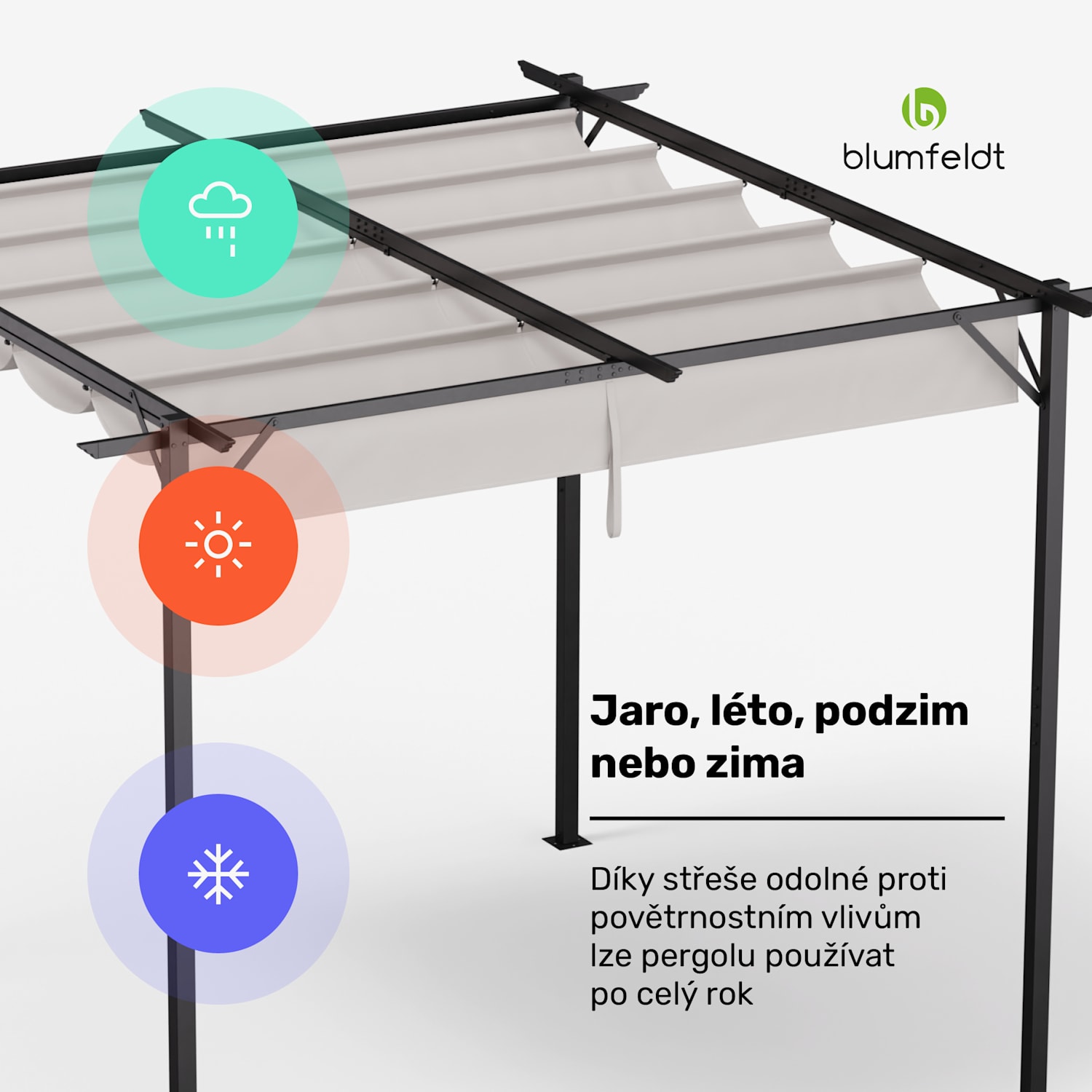 Blumfeldt Pantheon Robust Pergola, 3x3 m, práškově lakovaná ocel, odolná vůči povětrnostním vlivům 3 x 3 m | bez bočních panelů | Béžová