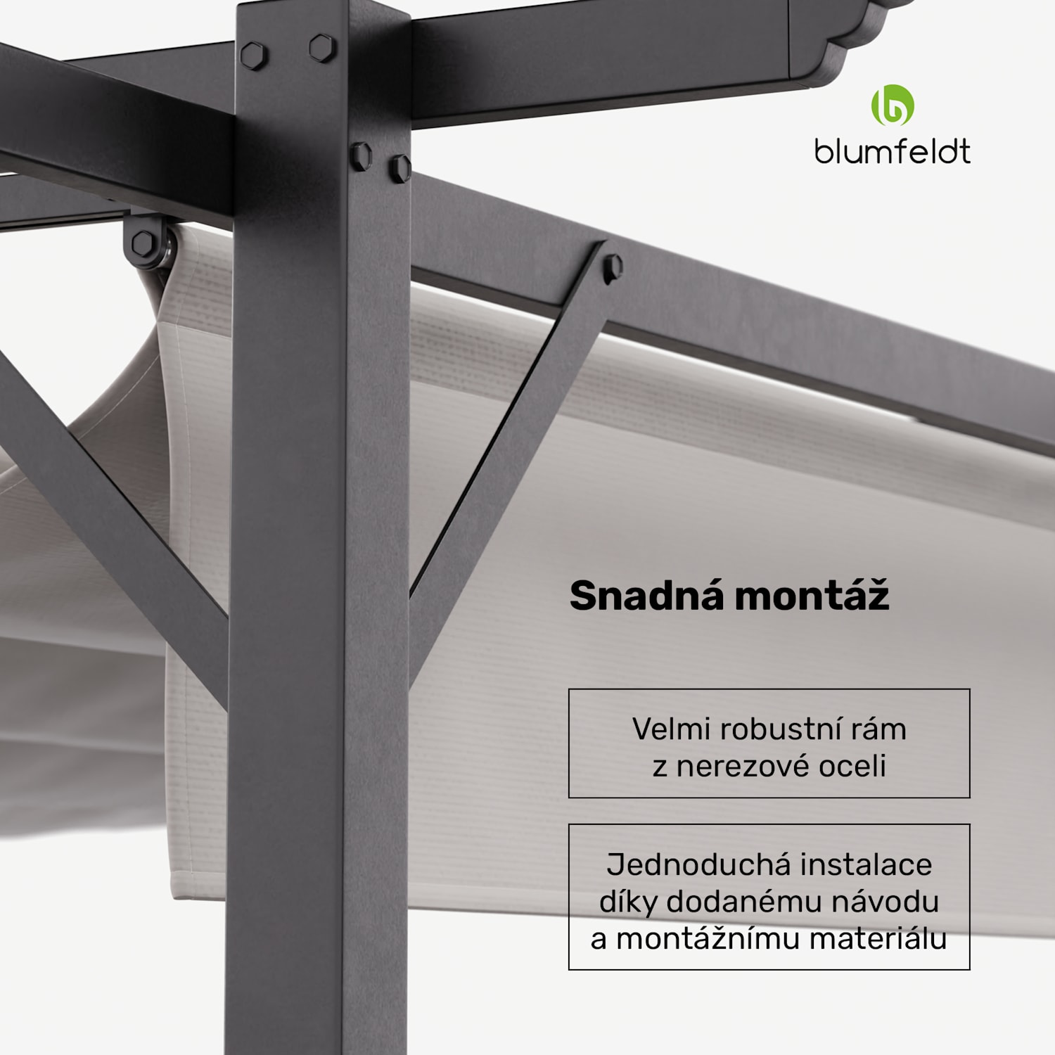 Blumfeldt Pantheon Robust Pergola, 3x3 m, práškově lakovaná ocel, odolná vůči povětrnostním vlivům 3 x 3 m | bez bočních panelů | Béžová