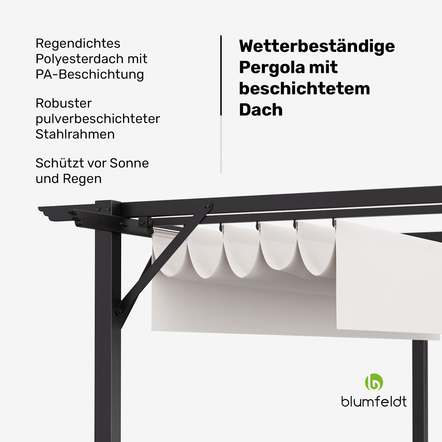 Blumfeldt Pantheon Robust Pergola 3x3m wetterbeständig Stahl pulverbeschichtet 3 x 3 m | ohne Seitenwände | Beige