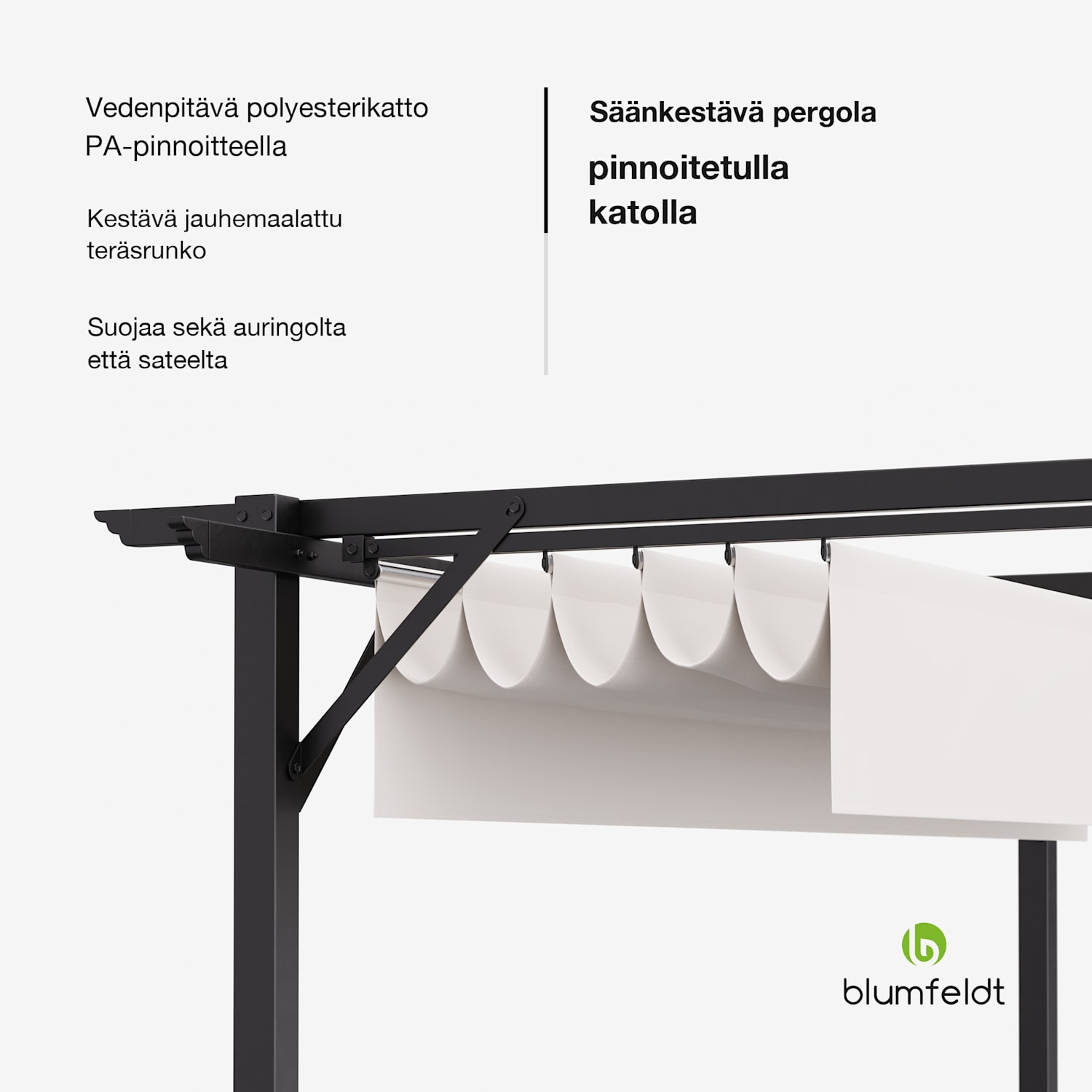 Blumfeldt Pantheon Robust pergola 3 x 3 m säänkestävä teräs jauhemaalattu 3 x 3 m | ilman sivuseiniä | Beige