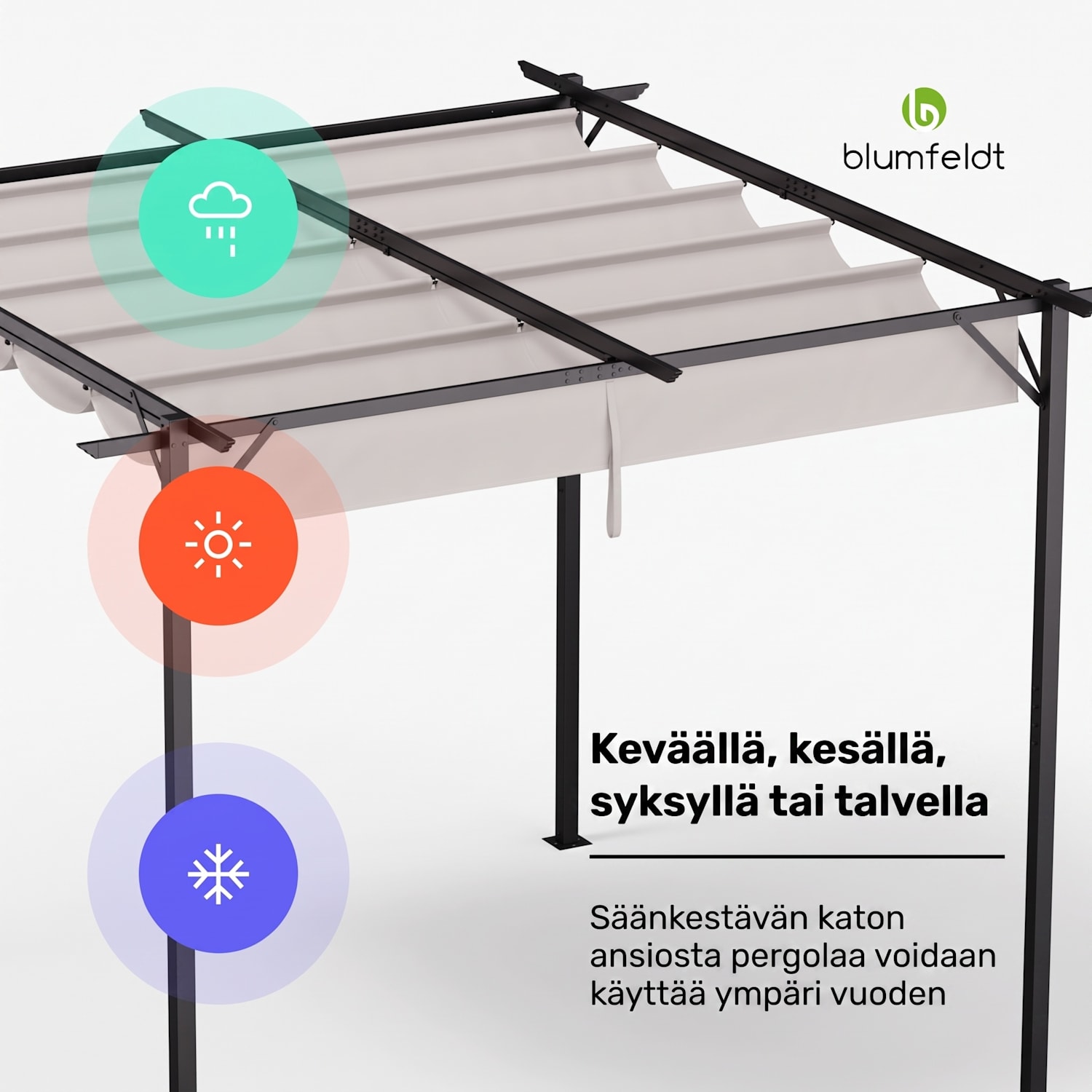 Blumfeldt Pantheon Robust pergola 3 x 3 m säänkestävä teräs jauhemaalattu 3 x 3 m | ilman sivuseiniä | Beige