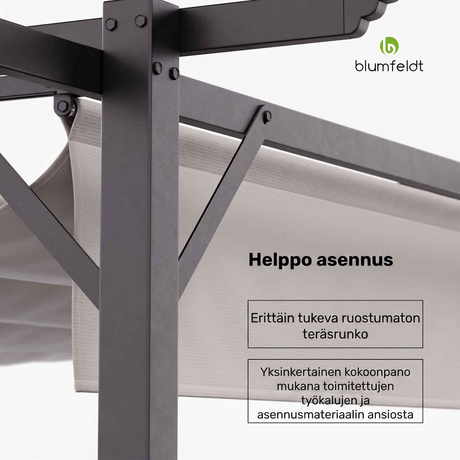 Blumfeldt Pantheon Robust pergola 3 x 3 m säänkestävä teräs jauhemaalattu 3 x 3 m | ilman sivuseiniä | Beige