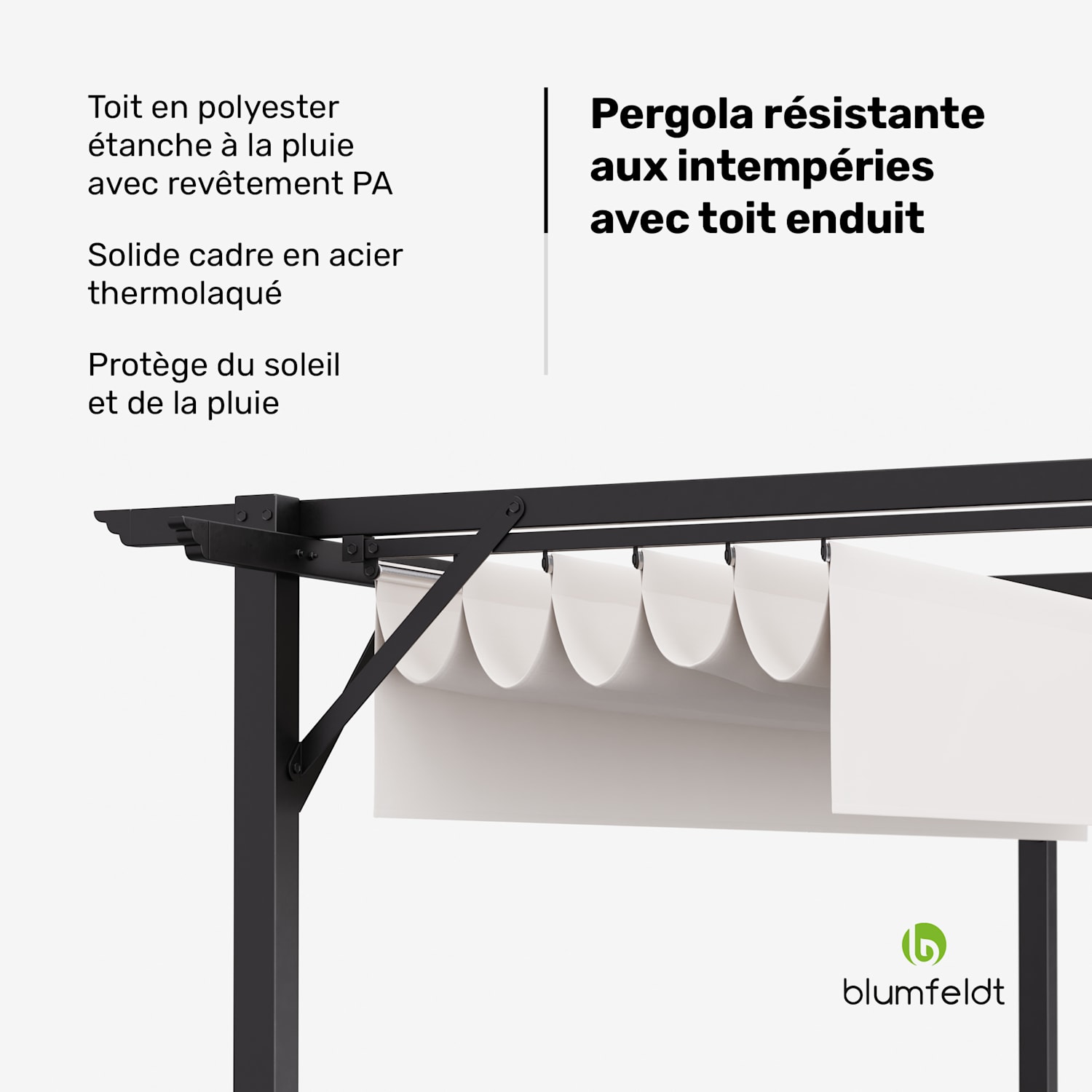 Blumfeldt Pantheon Robust Pergola 3x3 m résistante aux intempéries acier thermolaqué 3 x 3 m | Sans parois latérales | Beige