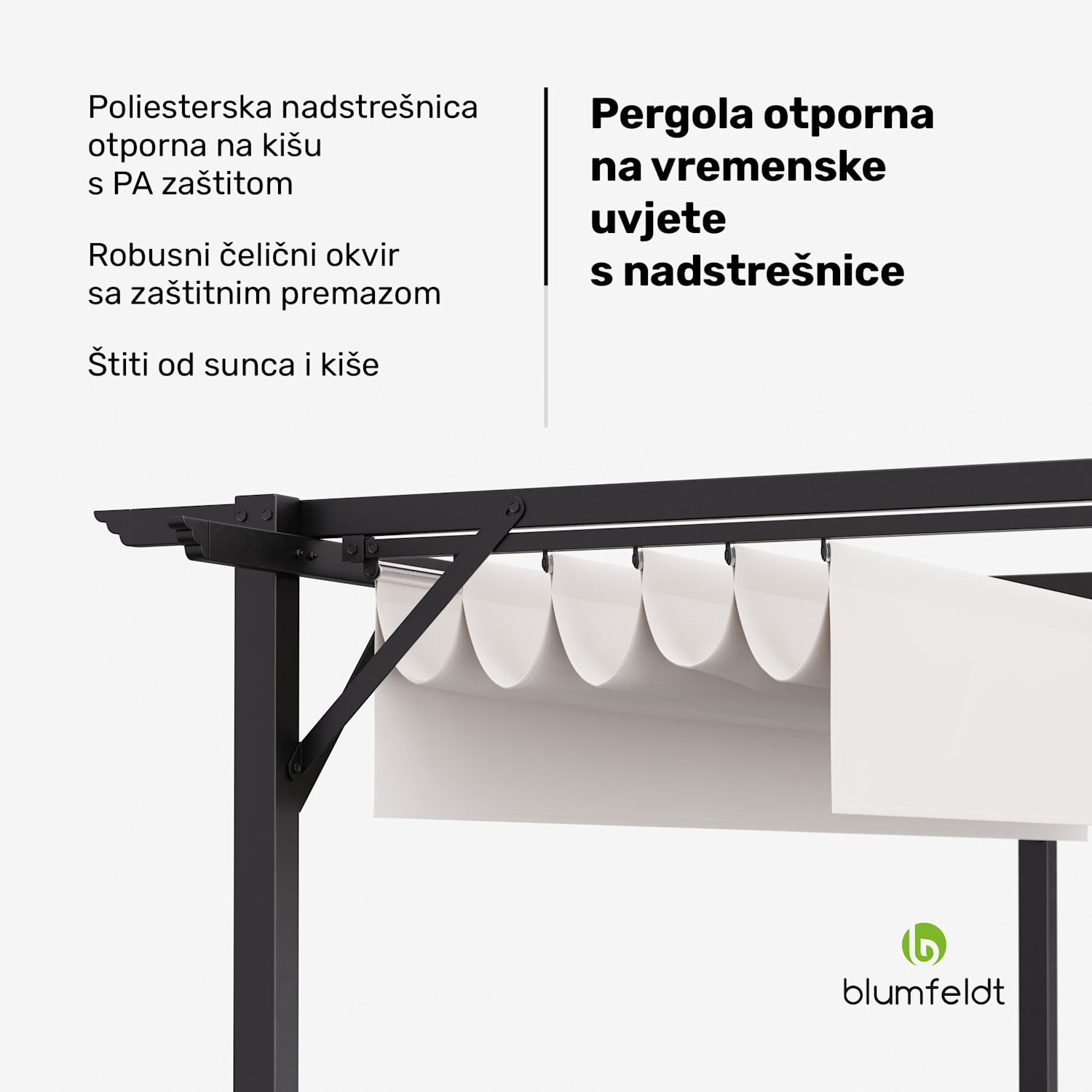 Blumfeldt Pantheon Robust, pergola, 3 x 3 m, čelik otporan na vremenske uvjete premazan zaštitnim lakiranjem  3 x 3 m | bez bočnih stranica | Bež