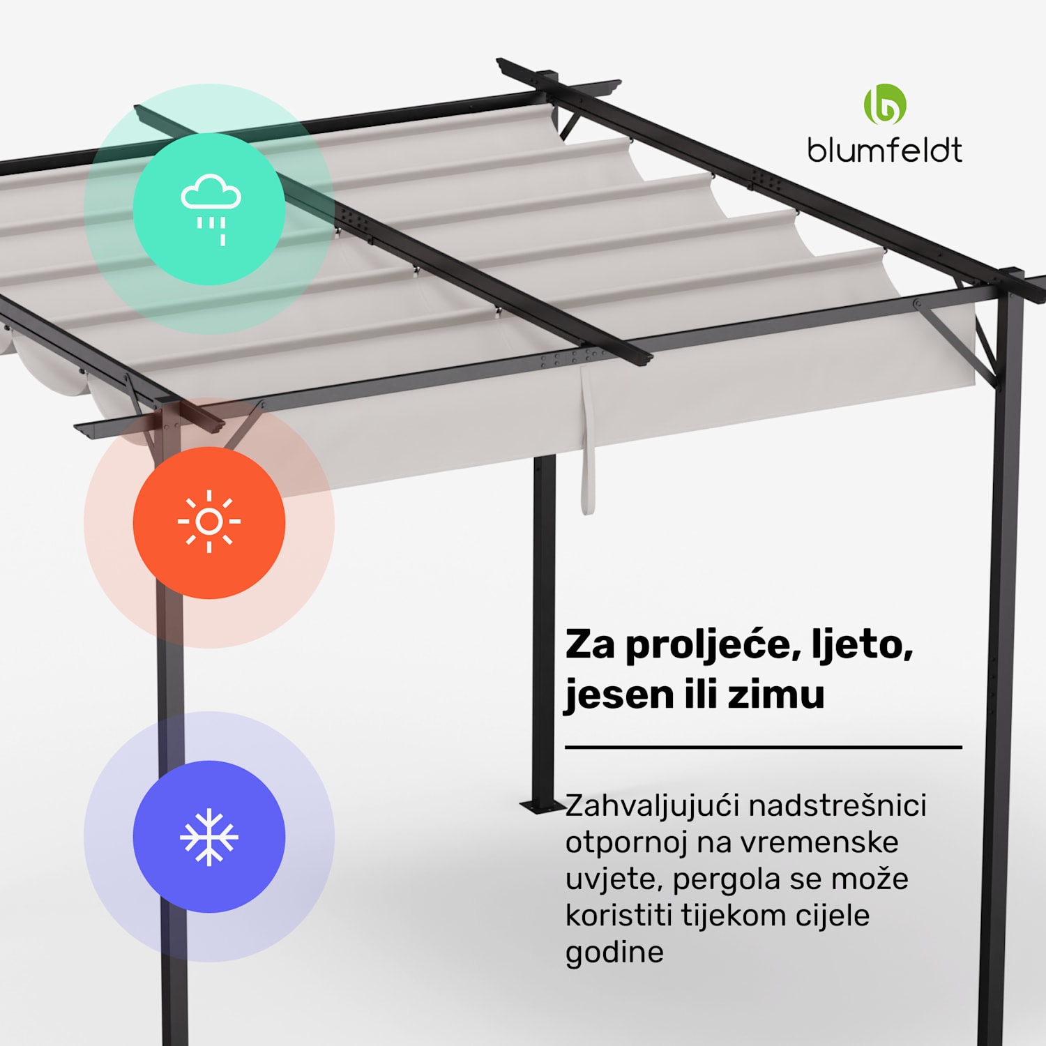 Blumfeldt Pantheon Robust, pergola, 3 x 3 m, čelik otporan na vremenske uvjete premazan zaštitnim lakiranjem  3 x 3 m | bez bočnih stranica | Bež