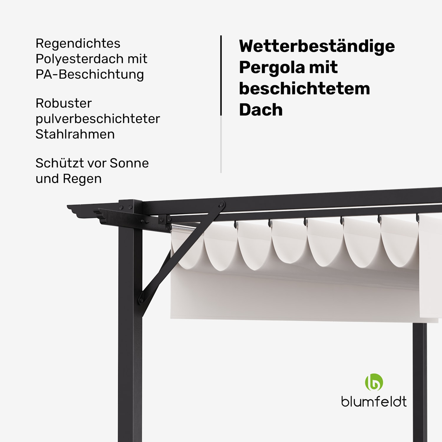 Blumfeldt Pantheon Robust Pergola 3x4m wetterbeständig Stahl pulverbeschichtet 3 x 4 m | ohne Seitenwände | Beige