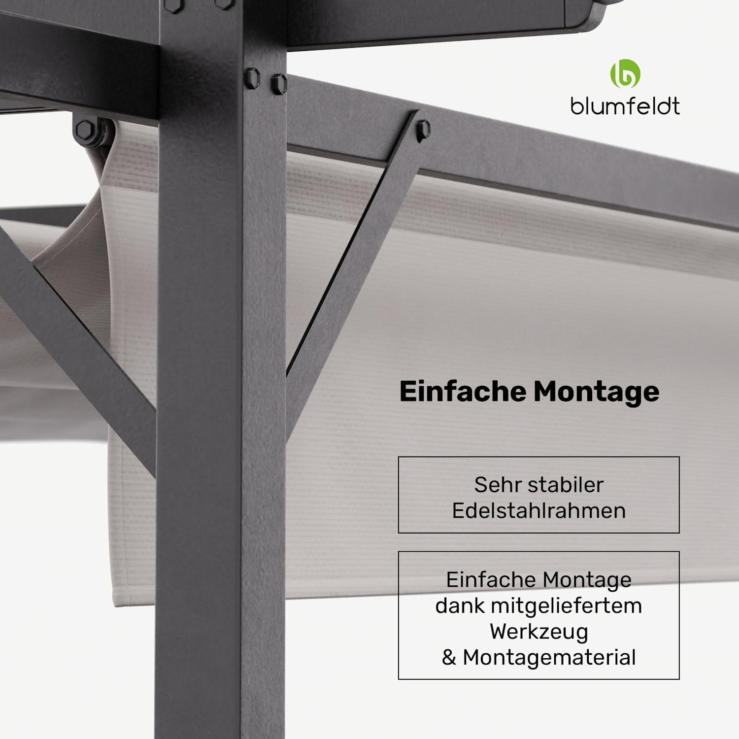 Blumfeldt Pantheon Robust Pergola 3x4m wetterbeständig Stahl pulverbeschichtet 3 x 4 m | ohne Seitenwände | Beige