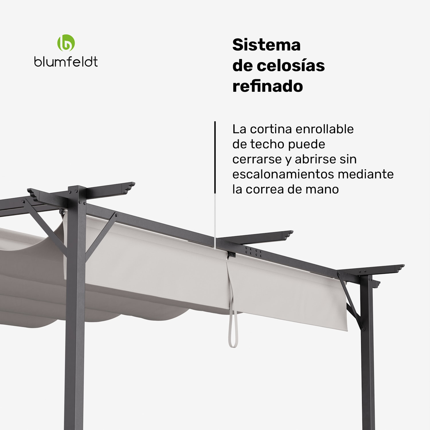 Blumfeldt Pantheon Robust Pérgola 3 x 4 m Persianas laterales de acero con recubrimiento de polvo resistente a la intemperie 3 x 4 m | Sin paredes laterales | Beige