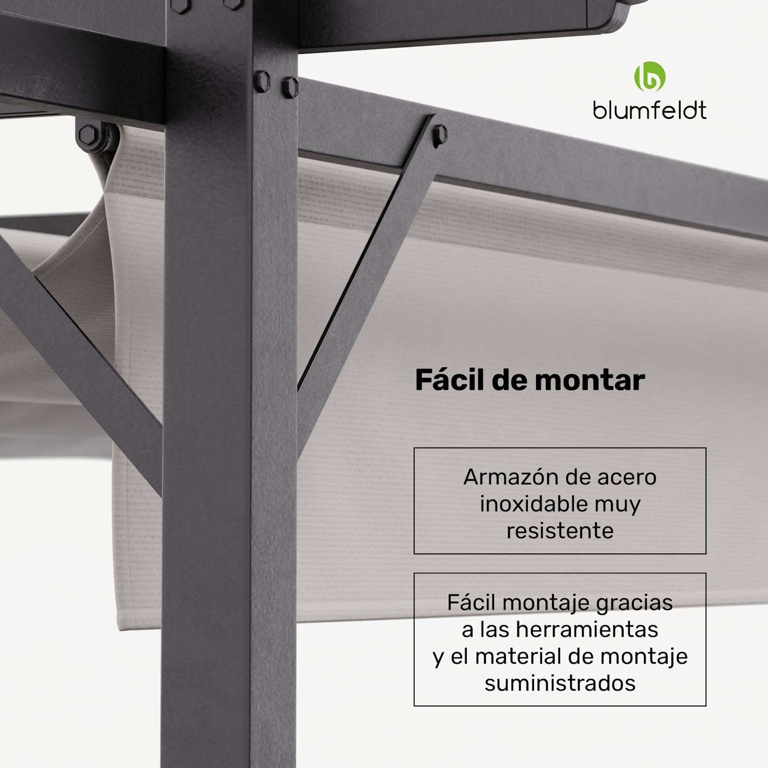 Blumfeldt Pantheon Robust Pérgola 3 x 4 m Persianas laterales de acero con recubrimiento de polvo resistente a la intemperie 3 x 4 m | Sin paredes laterales | Beige