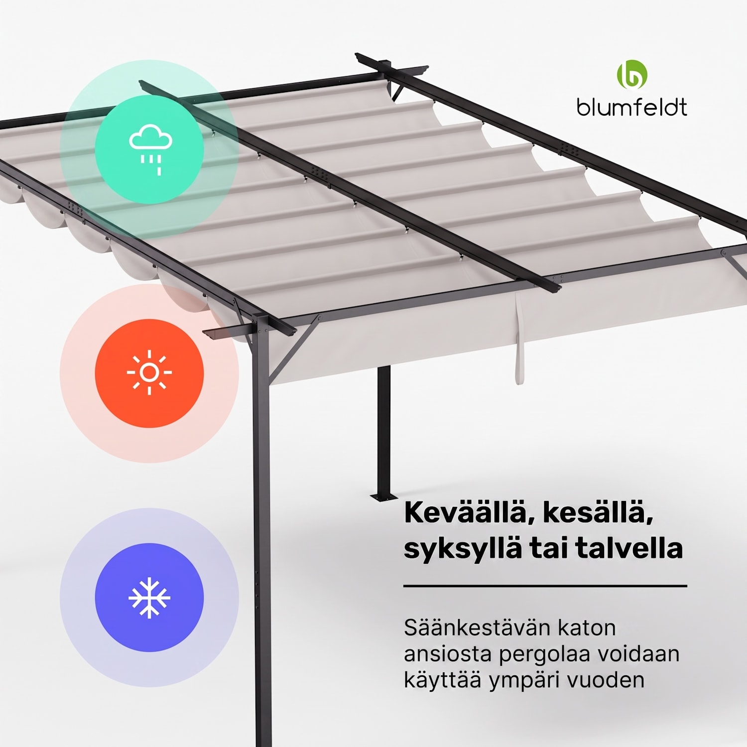 Blumfeldt Pantheon Robust pergola 3 x 4 m säänkestävä teräs jauhemaalattu 3 x 4 m | ilman sivuseiniä | Beige