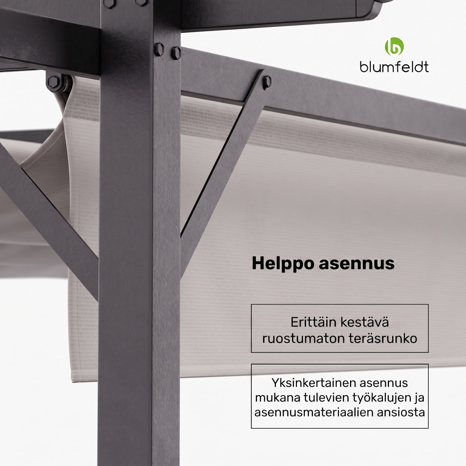 Blumfeldt Pantheon Robust pergola 3 x 4 m säänkestävä teräs jauhemaalattu 3 x 4 m | ilman sivuseiniä | Beige