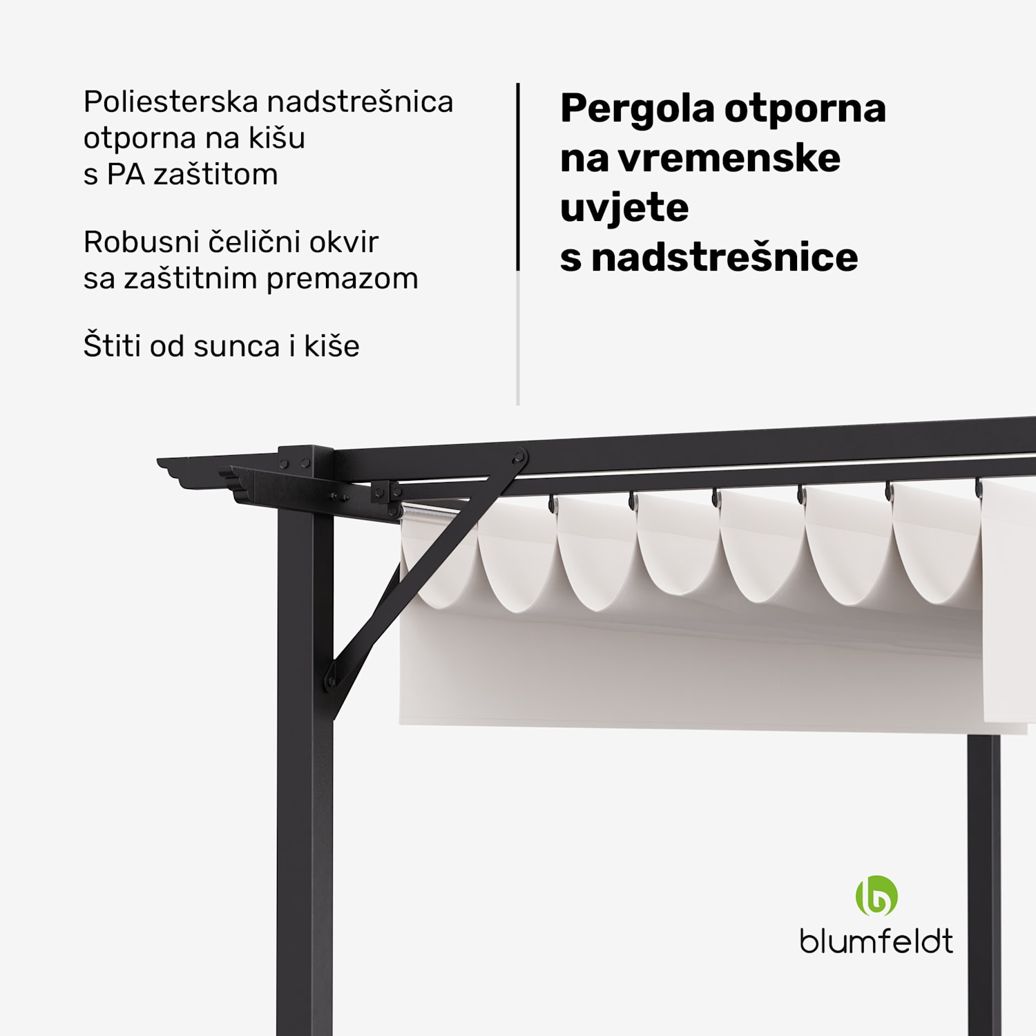 Blumfeldt Pantheon Robust, pergola, 3 x 4 m, čelik otporan na vremenske uvjete premazan zaštitnim lakiranjem  3 x 4 m | bez bočnih stranica | Bež