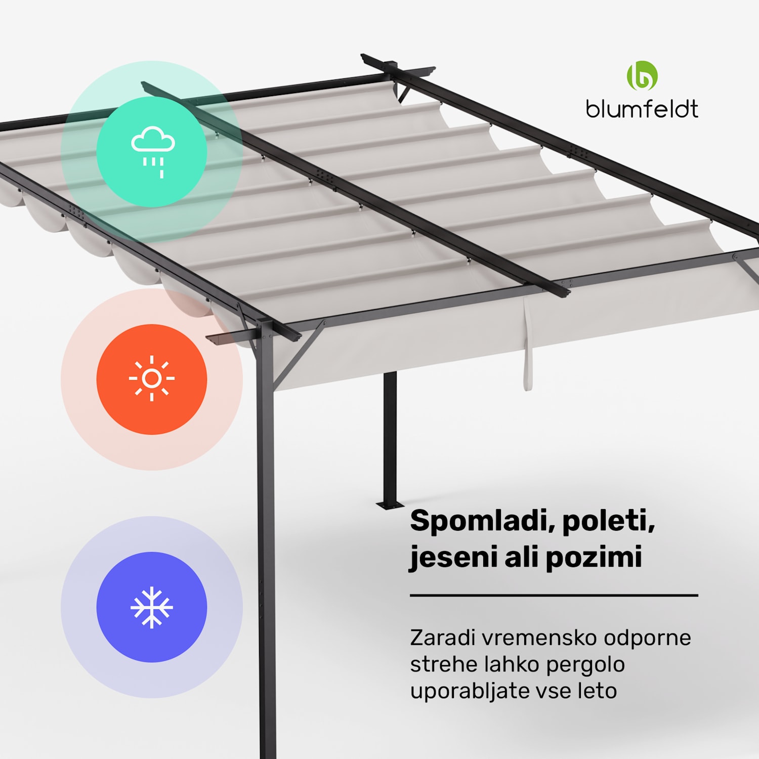 Blumfeldt Pantheon Robust pergola, 3x4 m, prašno barvano jeklo, odporno na vremenske vplive 3 x 4 m | brez stranskih plošč | Bež