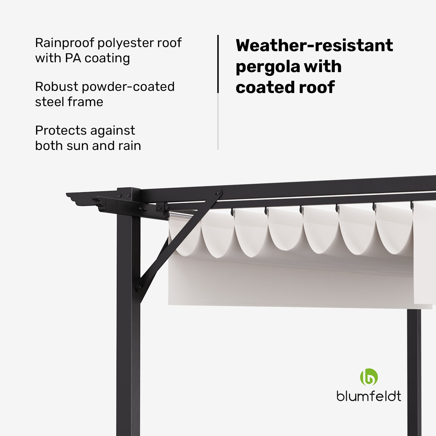 Blumfeldt Pantheon Robust pergola 3 x 4 m weerbestendig staal met poedercoating 3 x 4 m | zonder zijwanden | Beige