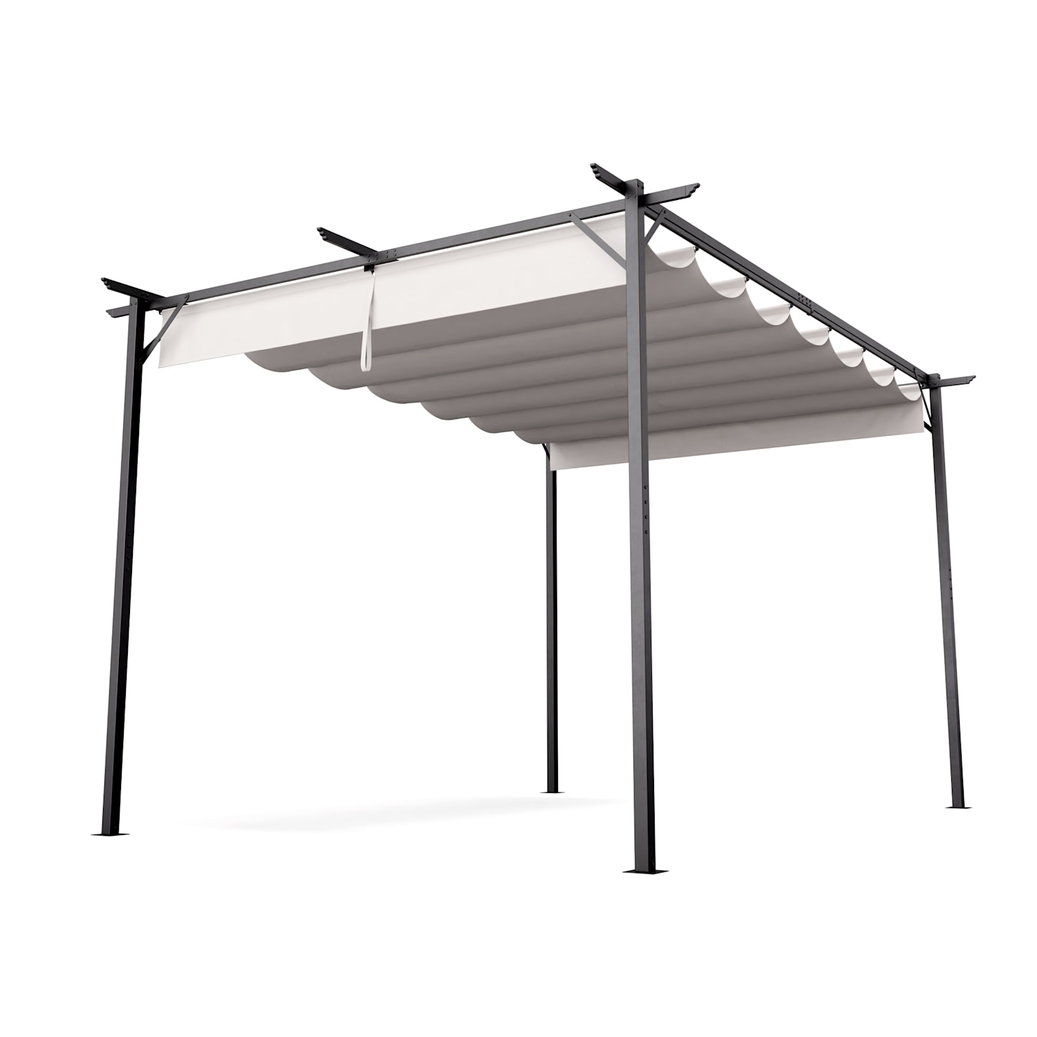 Blumfeldt Pantheon Robust Pérgola 3 x 4 m Persianas laterales de acero con recubrimiento de polvo resistente a la intemperie 3 x 4 m | Sin paredes laterales | Beige