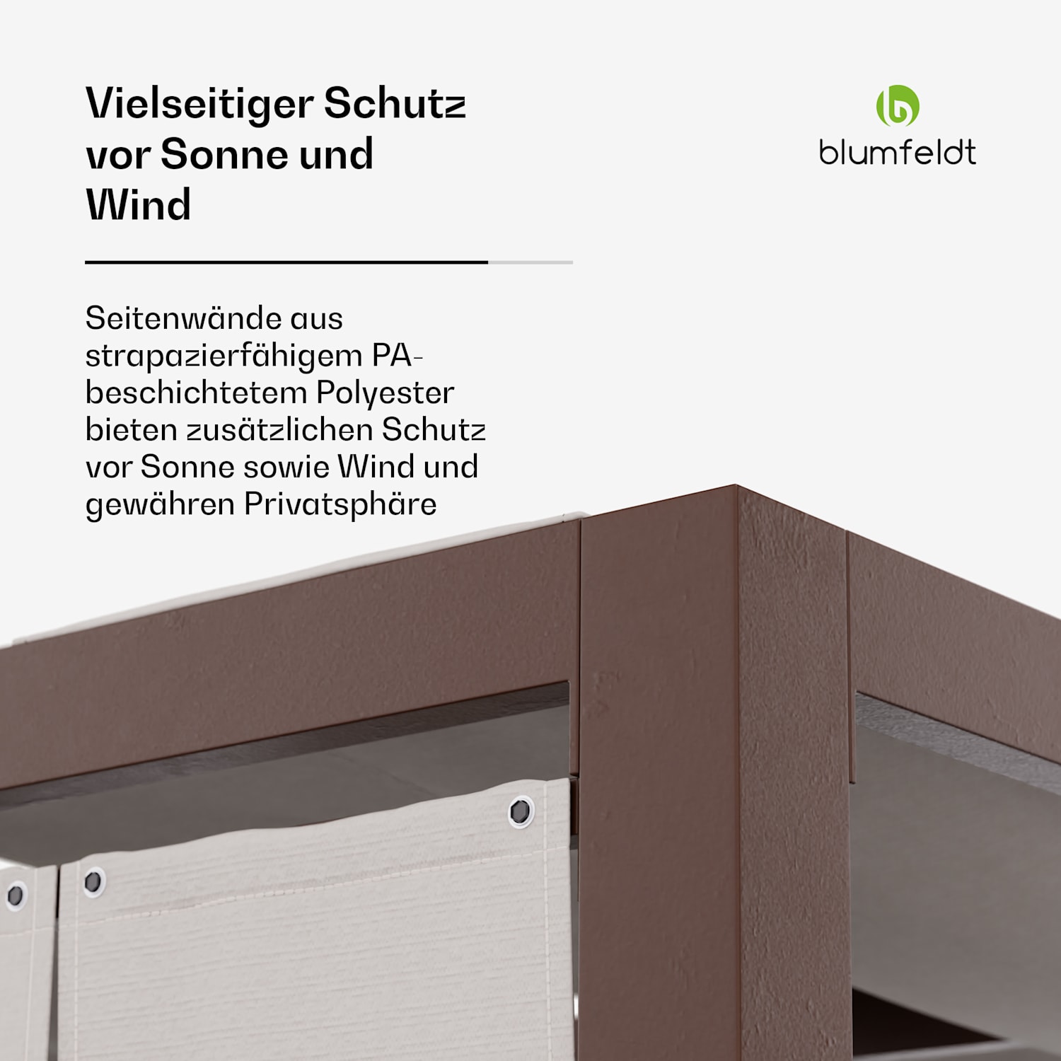 Blumfeldt Shade Cove Stoff-Pergola 3x3m Seitenwände pulverbeschichtet wetterfest modern | Weiß