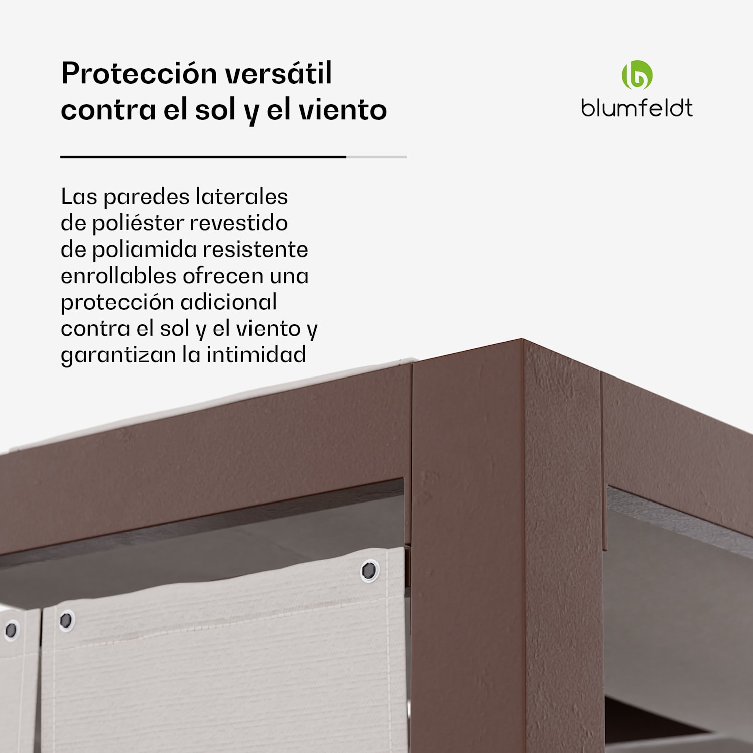 Pérgola de tela Blumfeldt Shade Cove 3x3m paredes laterales con recubrimiento de polvo resistente a la intemperie modern | Blanco