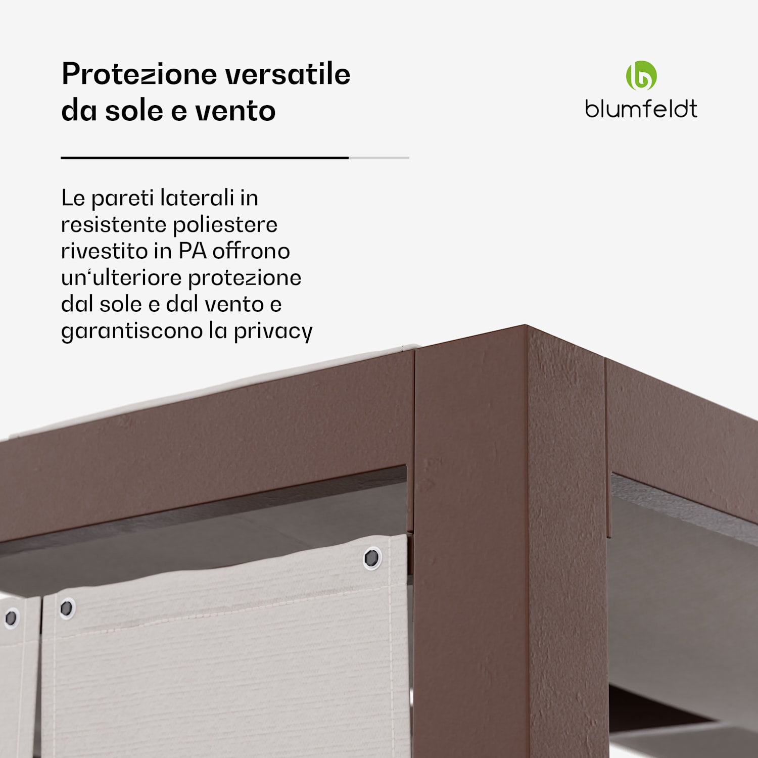 Blumfeldt Shade Cove - Pergola in tessuto, 3x3m, pareti laterali, verniciatura a polvere, resistente alle intemperie modern | Bianco