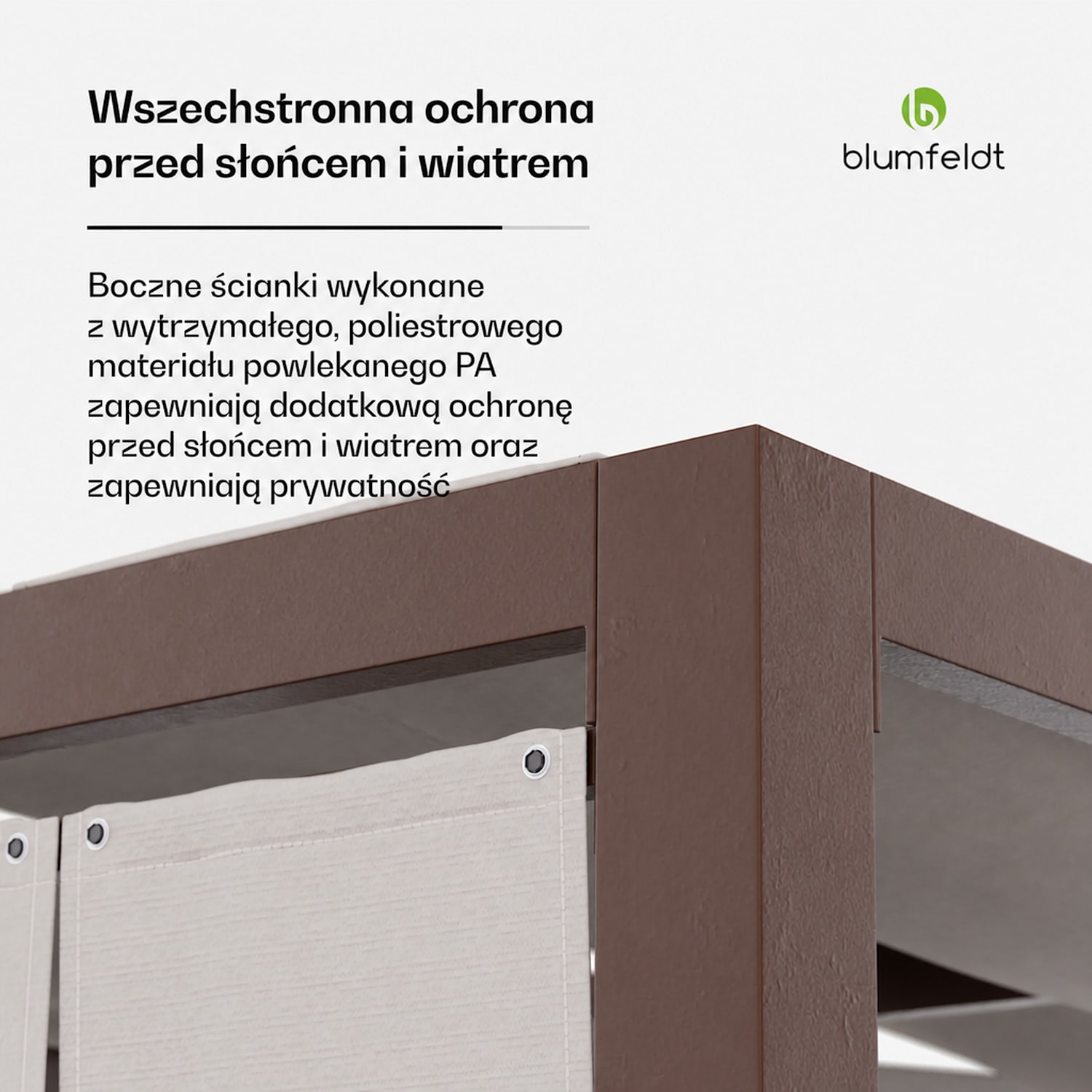 Blumfeldt Shade Cove, pergola tkaninowa, 3 x 3 m, ściany boczne, malowanie proszkowe, odporna na warunki atmosferyczne modern | Biały
