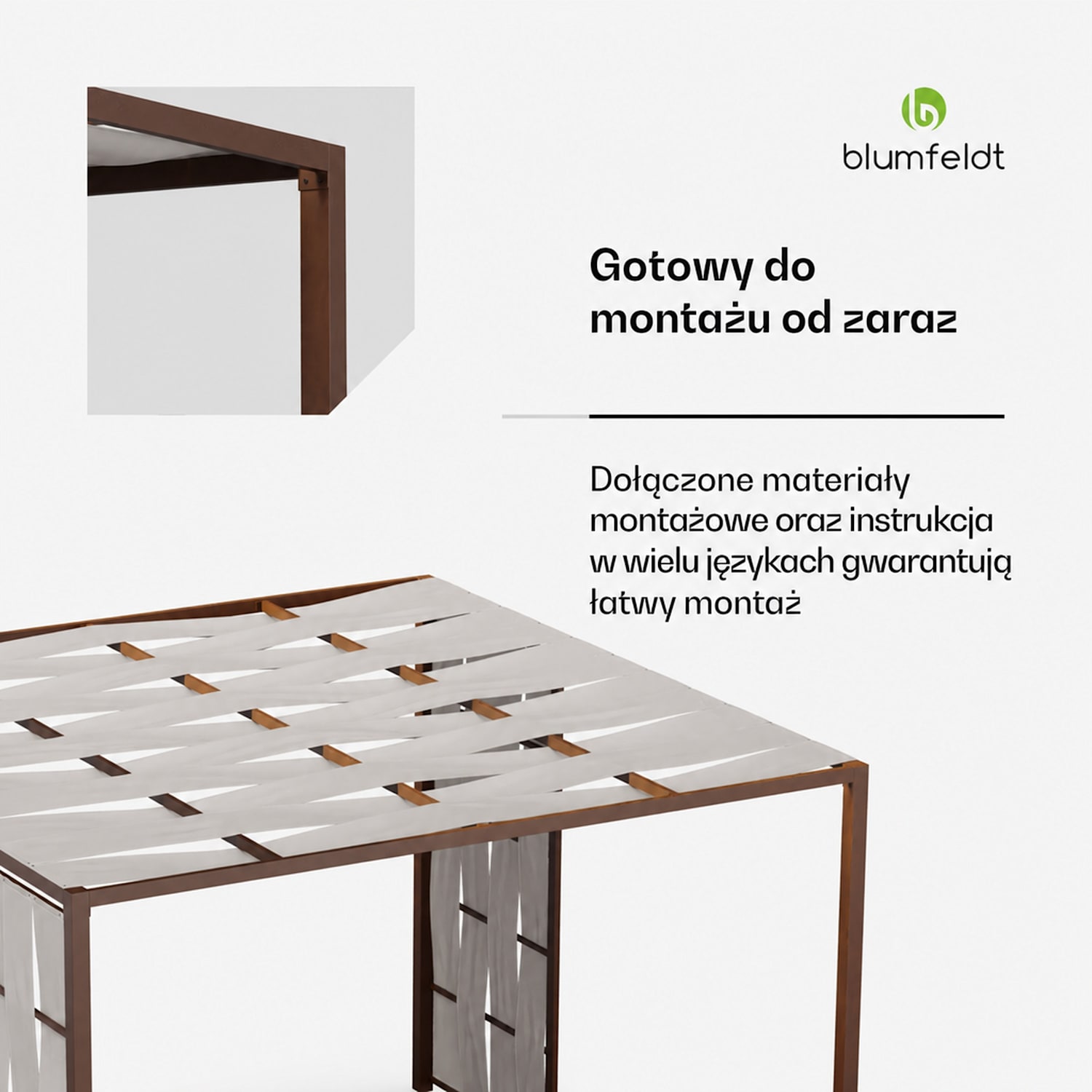 Blumfeldt Shade Cove, pergola tkaninowa, 3 x 3 m, ściany boczne, malowanie proszkowe, odporna na warunki atmosferyczne modern | Biały