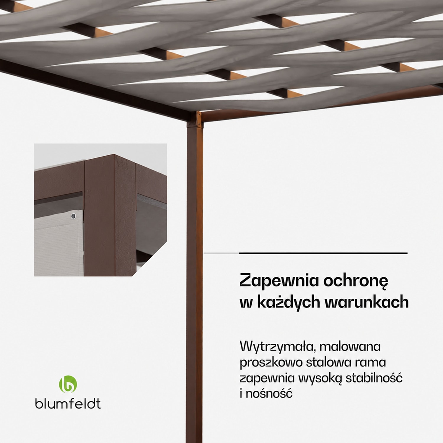 Blumfeldt Shade Cove, pergola tkaninowa, 3 x 3 m, ściany boczne, malowanie proszkowe, odporna na warunki atmosferyczne modern | Biały