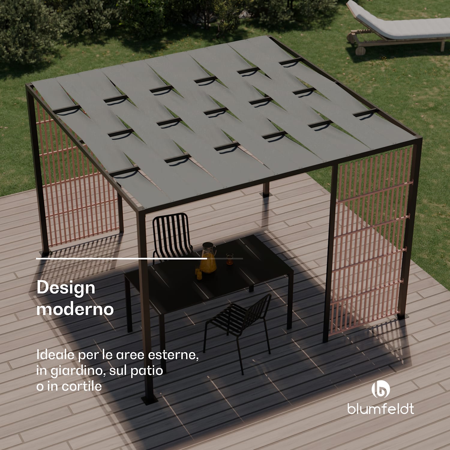 Blumfeldt Shade Cove Vert - Pergola, 3x3m, schermo per la privacy, verniciatura a polvere, resistente alle intemperie Vert | Preto