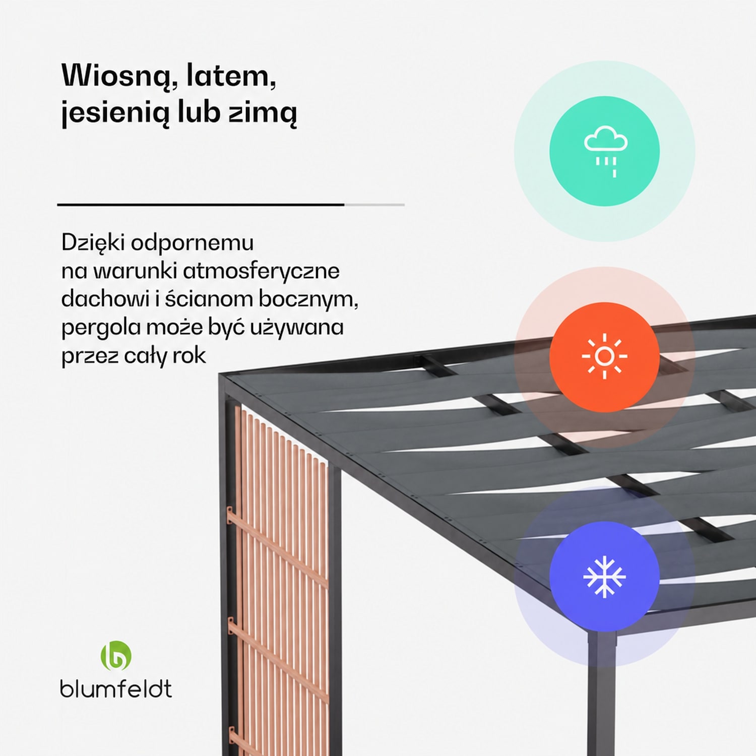 Blumfeldt Shade Cove Vert, pergola, 3 x 3 m, ochrona prywatności, powłoka proszkowa, odporna na warunki atmosferyczne Vert | Czarny
