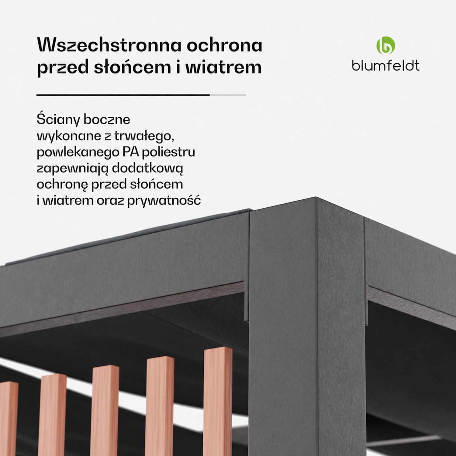 Blumfeldt Shade Cove Vert, pergola, 3 x 3 m, ochrona prywatności, powłoka proszkowa, odporna na warunki atmosferyczne Vert | Czarny