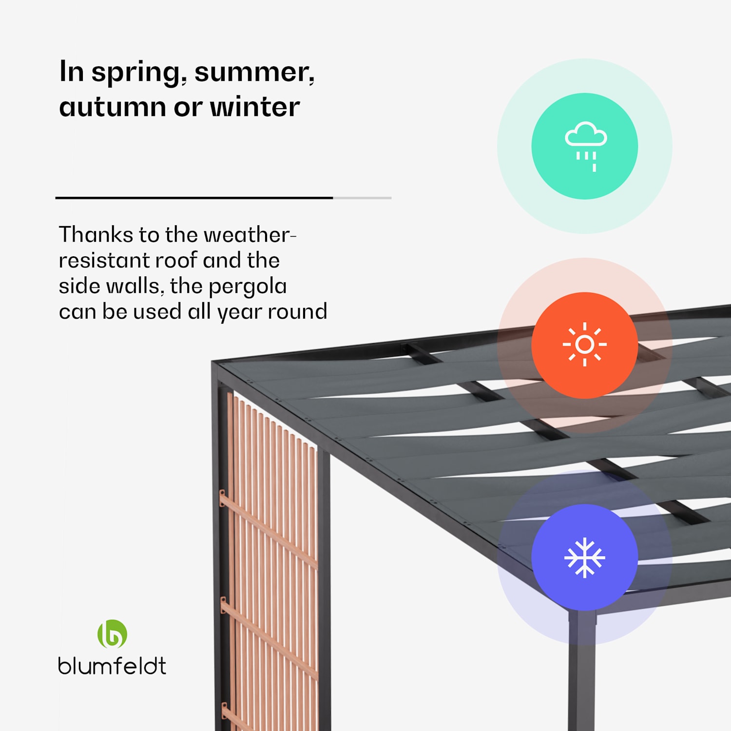 Blumfeldt Shade Cove Vert, pergola, 3 x 3 m, boční stěny, práškově lakovaná barva, odolná vůči povětrnostním vlivům Vert | Černá