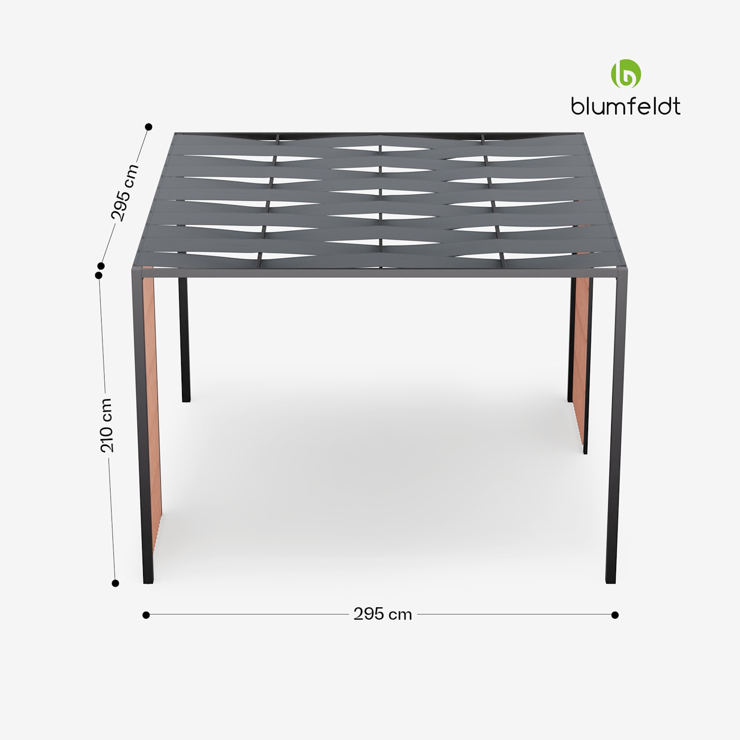 Blumfeldt Shade Cove Vert Pergola 3x3m Sichtschutz pulverbeschichtet wetterfest Vert | Schwarz