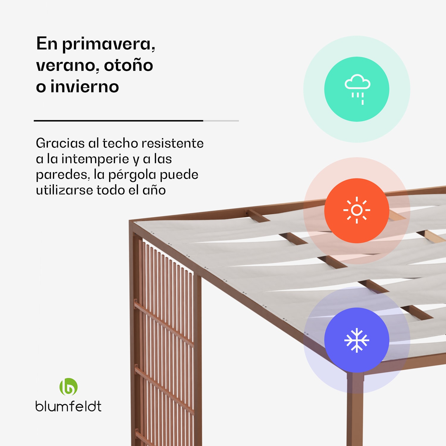 Pérgola Blumfeldt Shade Cove Vert 3x3m paredes laterales con recubrimiento de polvo resistente a la intemperie Vert | Blanco