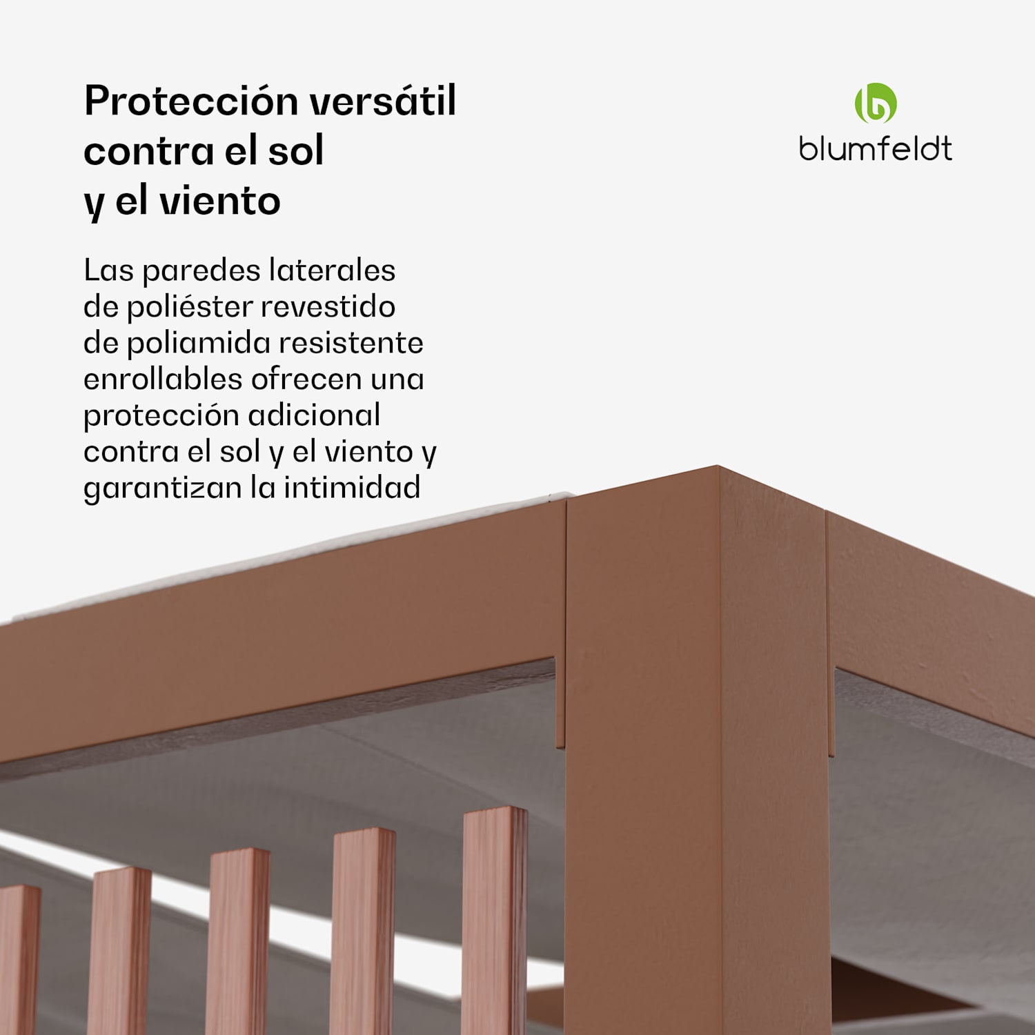 Pérgola Blumfeldt Shade Cove Vert 3x3m paredes laterales con recubrimiento de polvo resistente a la intemperie Vert | Blanco