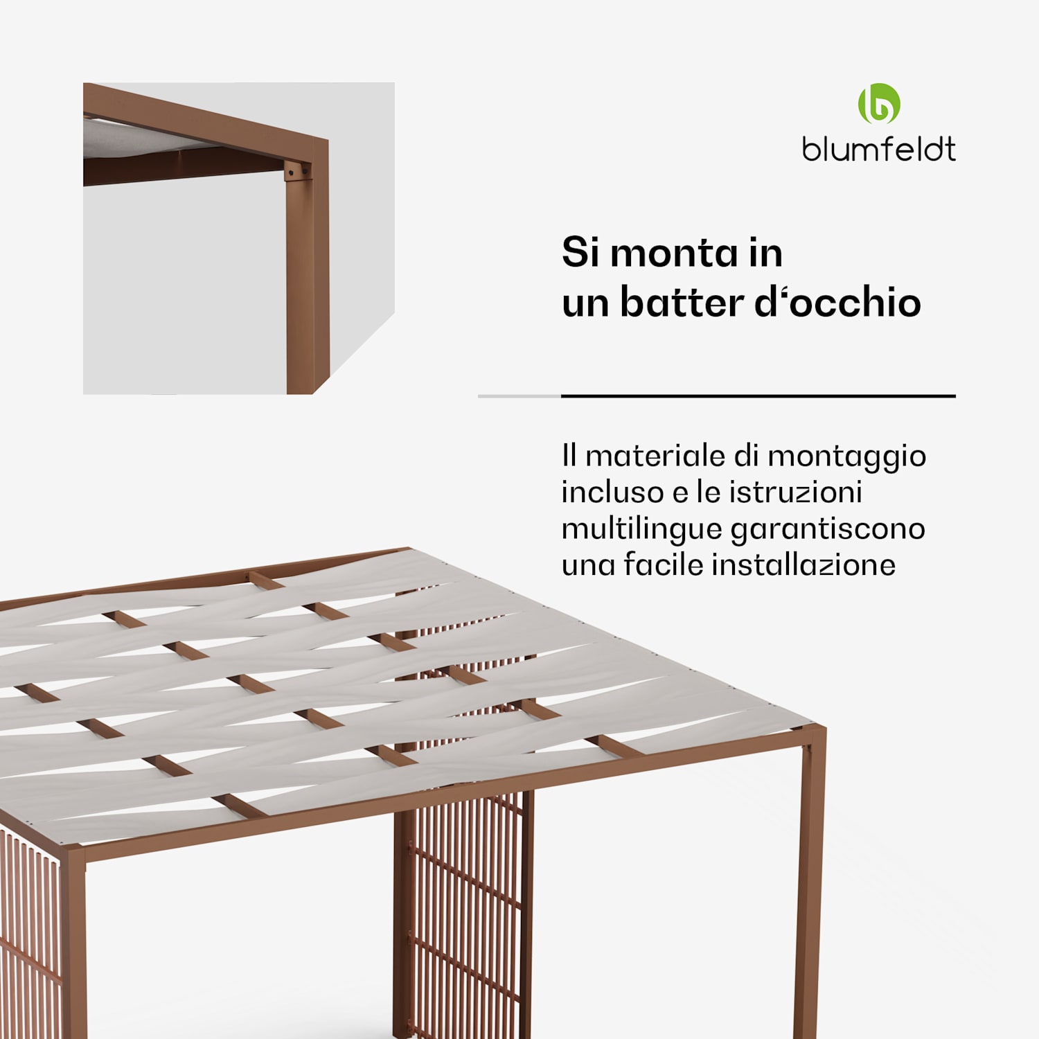 Blumfeldt Shade Cove Vert - Pergola, 3x3m, schermo per la privacy, verniciatura a polvere, resistente alle intemperie Vert | Branco