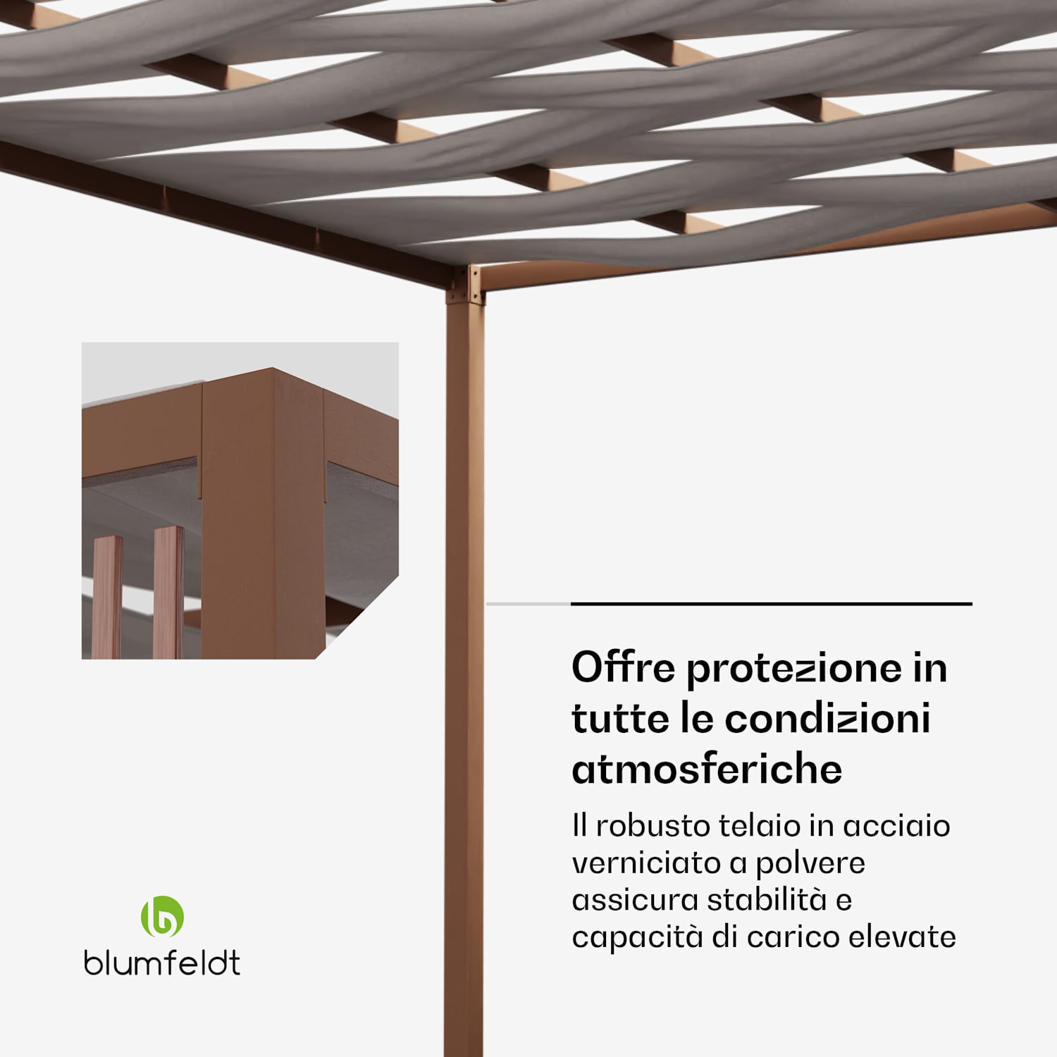 Blumfeldt Shade Cove Vert - Pergola, 3x3m, schermo per la privacy, verniciatura a polvere, resistente alle intemperie Vert | Branco