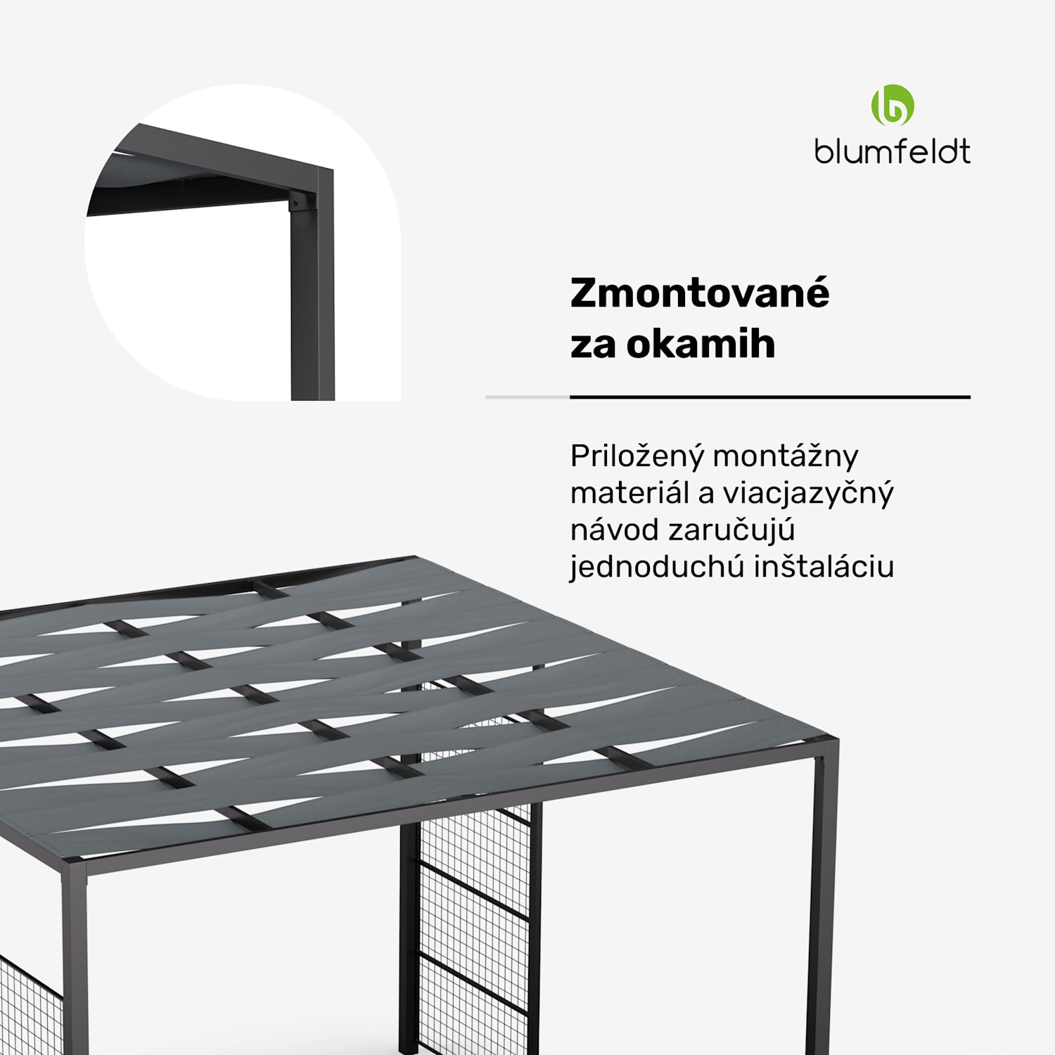 Blumfeldt Shade Cove GreenWall, pergola, 3 x 3 m, bočné steny, práškovo lakovaná farba, odolná voči poveternostným vplyvom GreenWall | Čierna