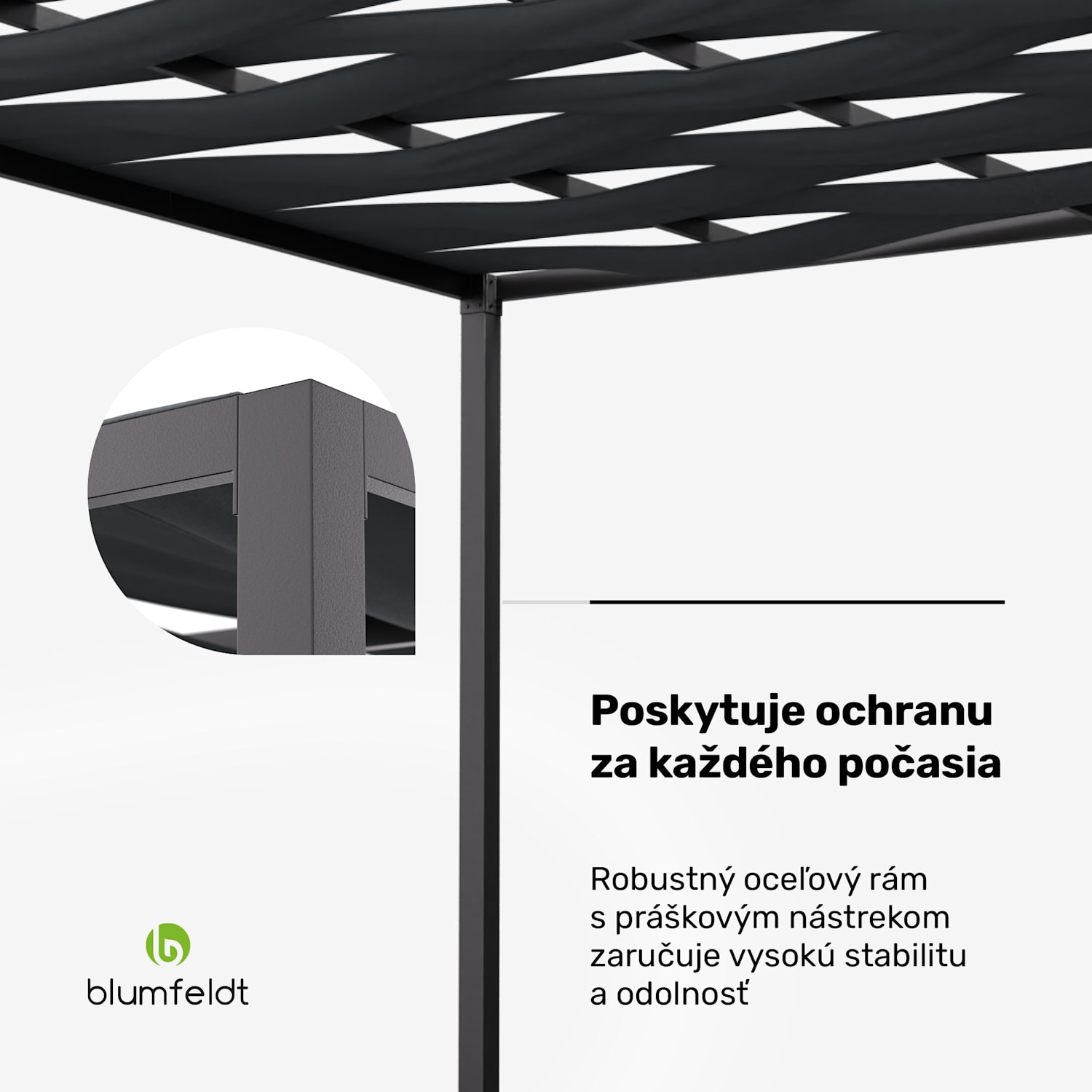 Blumfeldt Shade Cove GreenWall, pergola, 3 x 3 m, bočné steny, práškovo lakovaná farba, odolná voči poveternostným vplyvom GreenWall | Čierna