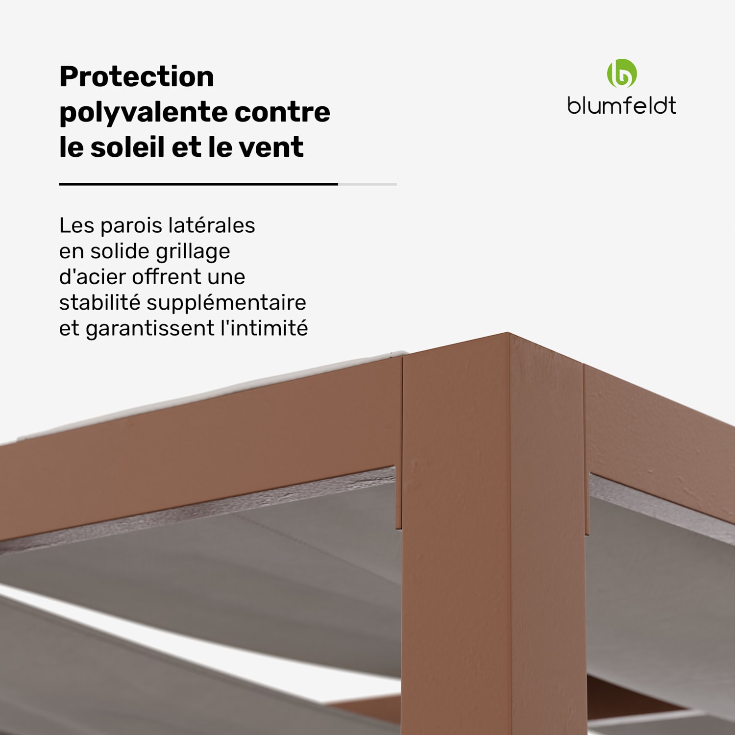 Blumfeldt Shade Cove GreenWall Pergola 3x3 m Pare-vue thermolaqué résistant aux intempéries Vert | Brun