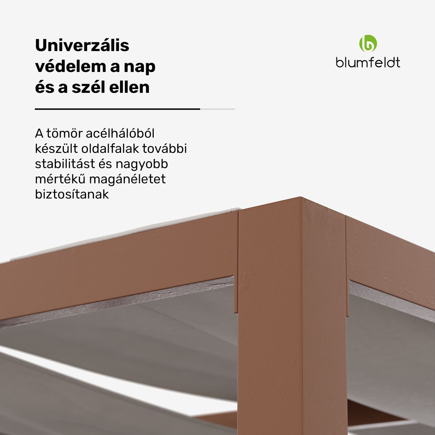 Blumfeldt Shade Cove GreenWall, pergola, 3 x 3 m, oldalfalak, porszórt festék, időjárásálló Vert | Barna