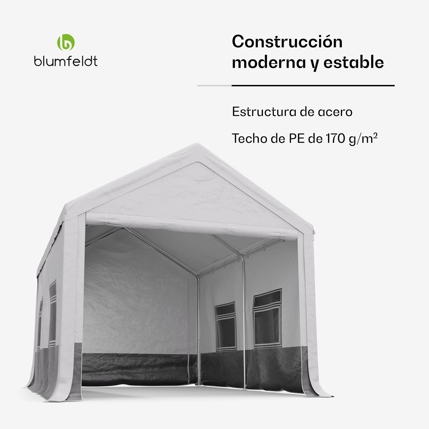 Carpa Party Haven 400x296x280 cm tejido resistente a la intemperie estructura de acero fácil montaje con paredes laterales 3 x 4 m