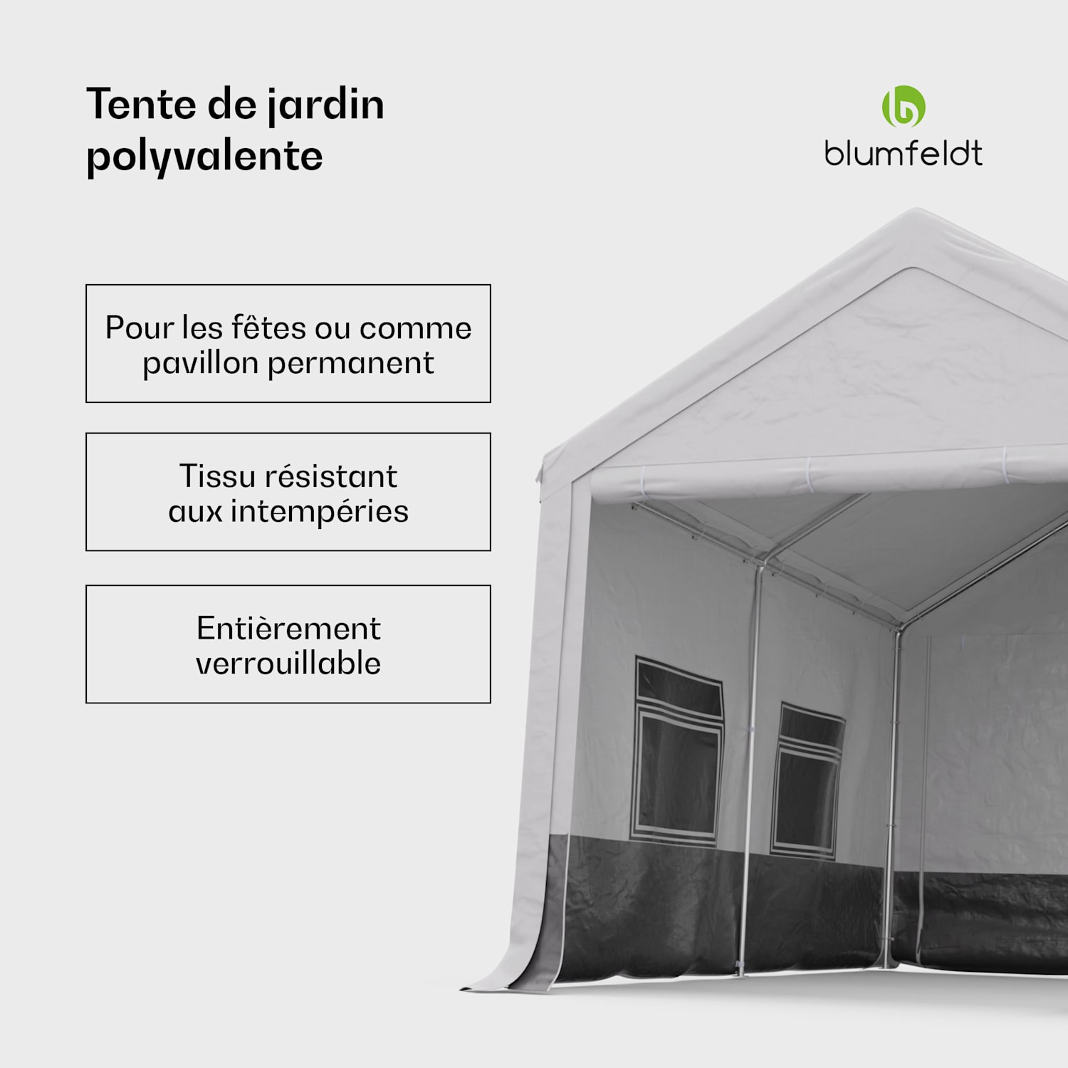 Tente Party Haven 400 x 296 x 280 cm Toile résistante aux intempéries Cadre en acier Montage facile avec parois latérales 3 x 4 m