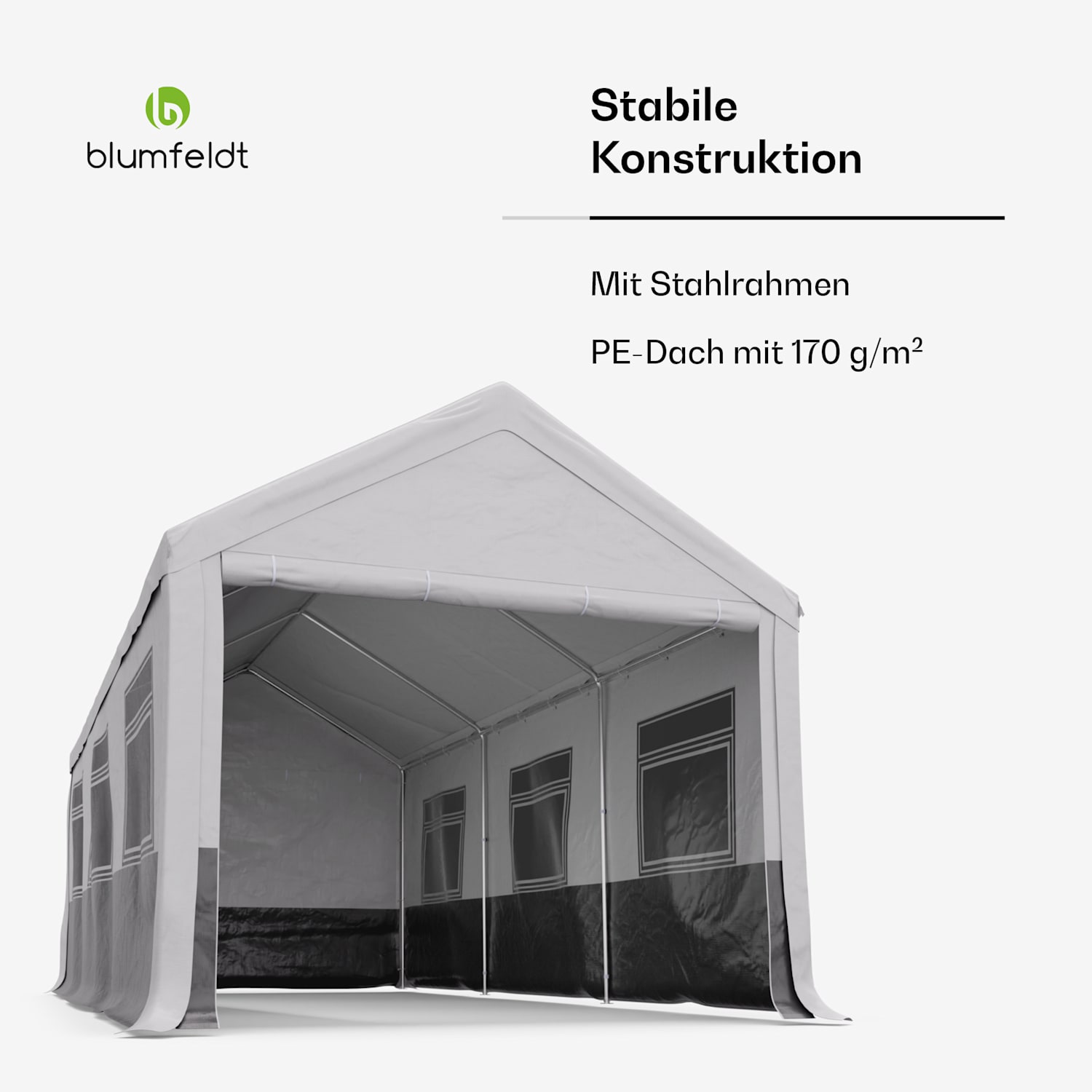 Party Haven Zelt 598x296x280 cm wetterfestes Gewebe Stahlrahmen einfacher Aufbau mit Seitenwänden 3 x 6 m