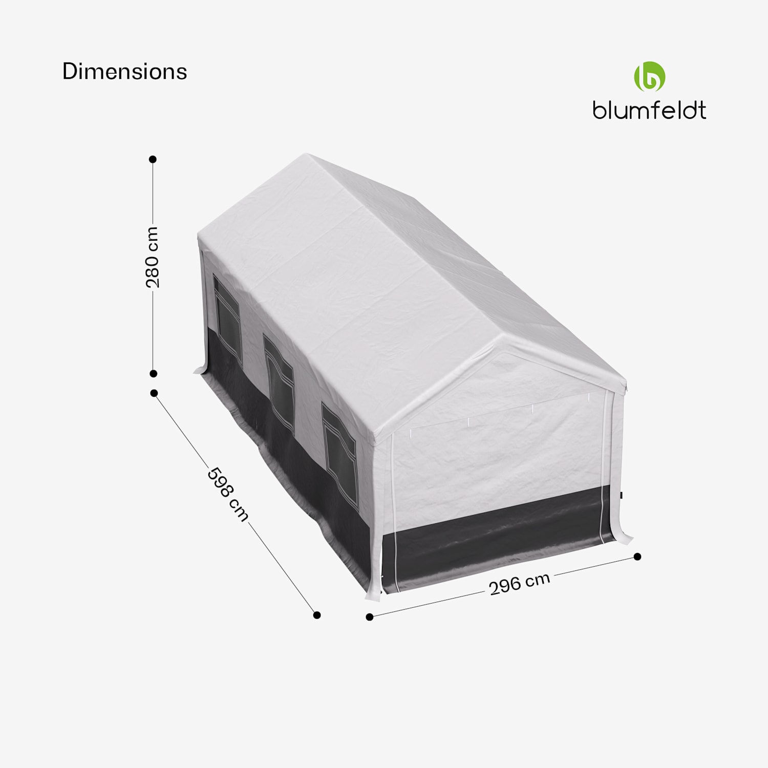 Party Haven tent 598 x 296 x 280 cm weerbestendige stof stalen frame eenvoudige montage met zijwanden 3 x 6 m