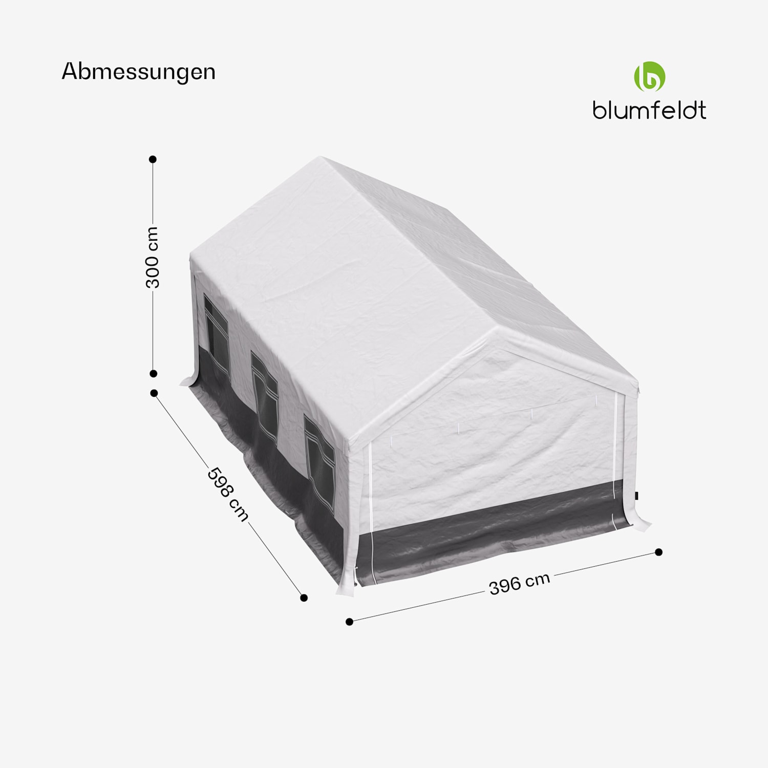 Party Haven Zelt 598x386x300 cm wetterfestes Gewebe Stahlrahmen einfacher Aufbau mit Seitenwänden 4 x 6 m