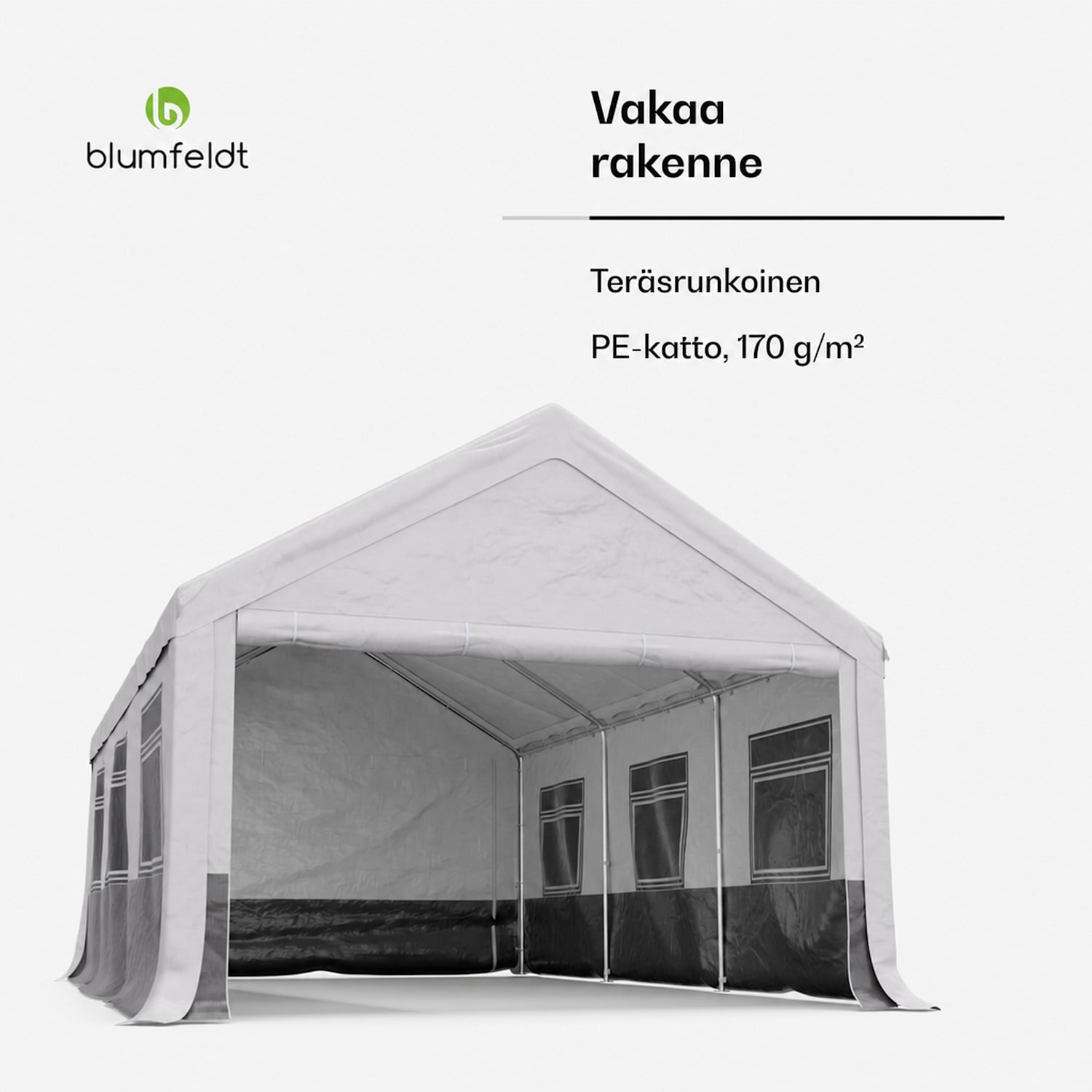 Party Haven teltta 598 x 386 x 300 cm säänkestävä kangas teräsrunko helppo koota sivuseinät 4 x 6 m
