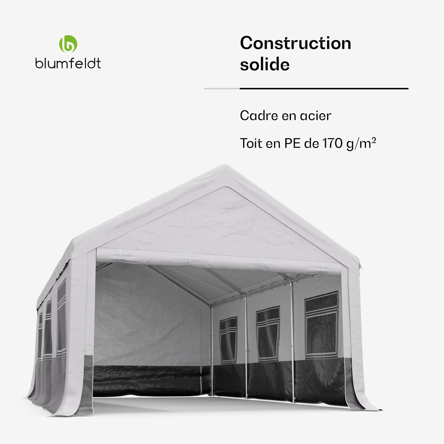 Tente Party Haven 598 x 386 x 300 cm Toile résistante aux intempéries Cadre en acier Montage facile avec parois latérales 4 x 6 m