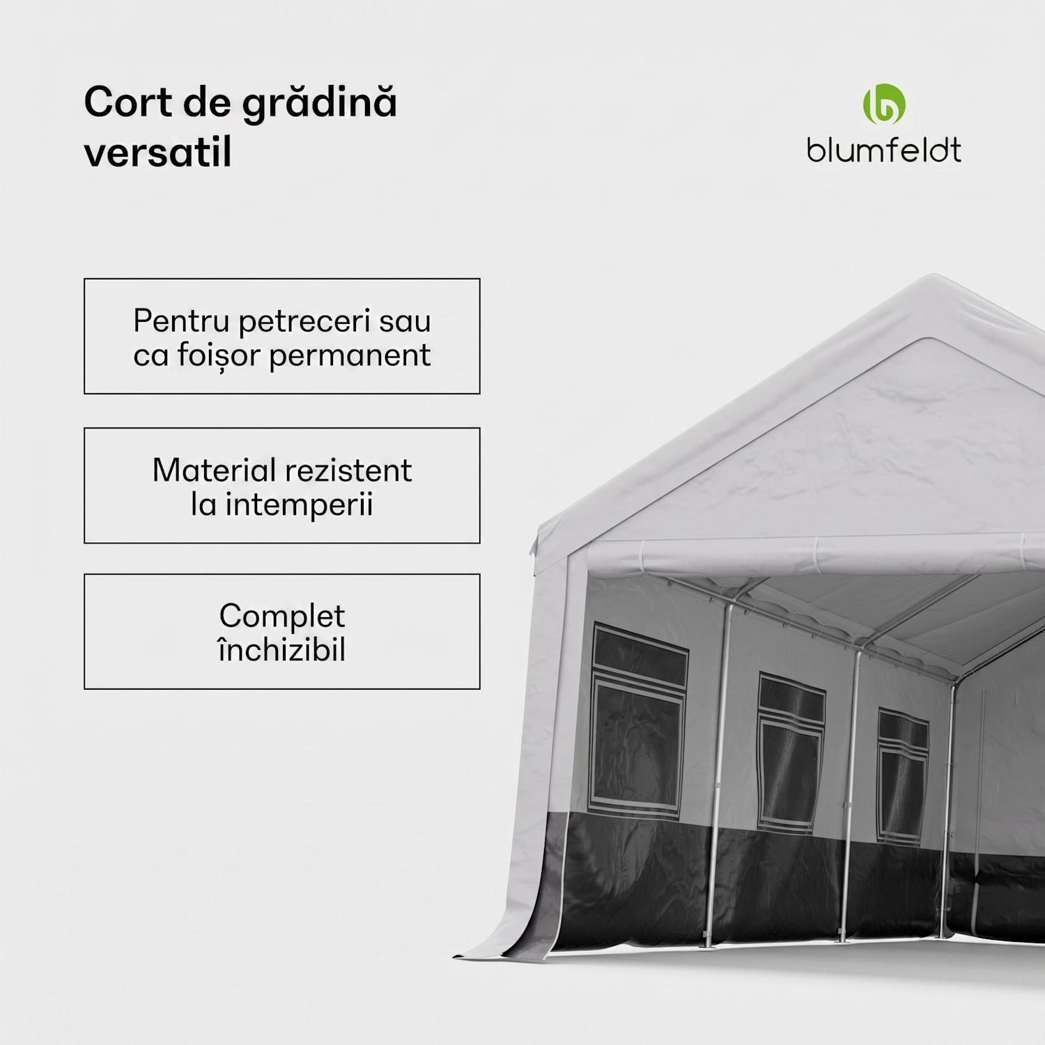 Party Haven, cort, 598 x 386 x 300 cm, rezistent la intemperii, cadru din oțel, ușor de asamblat, cu pereți laterali 4 x 6 m