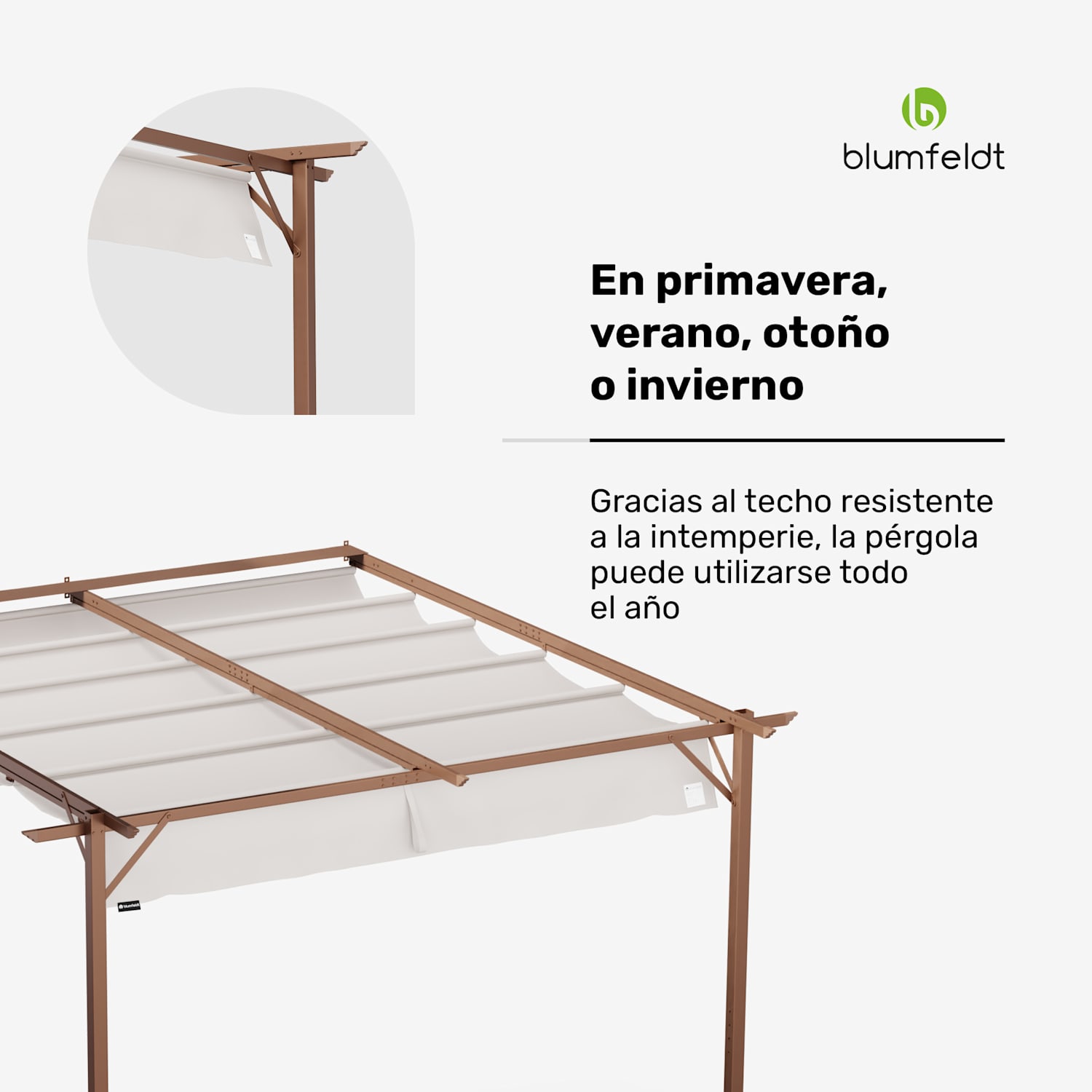 Pérgola mural Blumfeldt Pantheon 3x3m de acero con recubrimiento de polvo resistente a la intemperie, montada en la pared 3 x 3 m | Arena