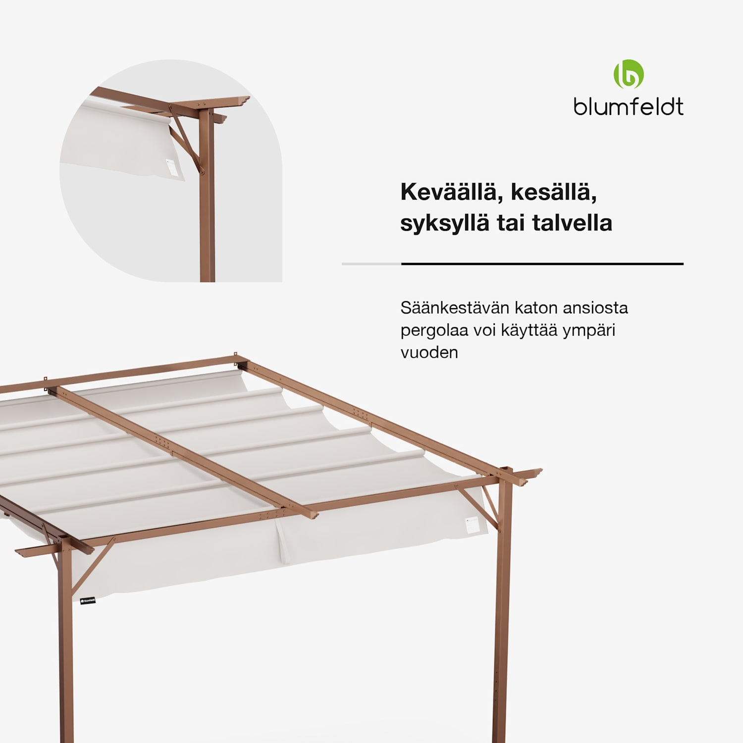 Blumfeldt Pantheon Wall Pergola 3x3m seinäkiinnitteinen säänkestävä jauhemaalattu teräs 3 x 3 m | Hiekka